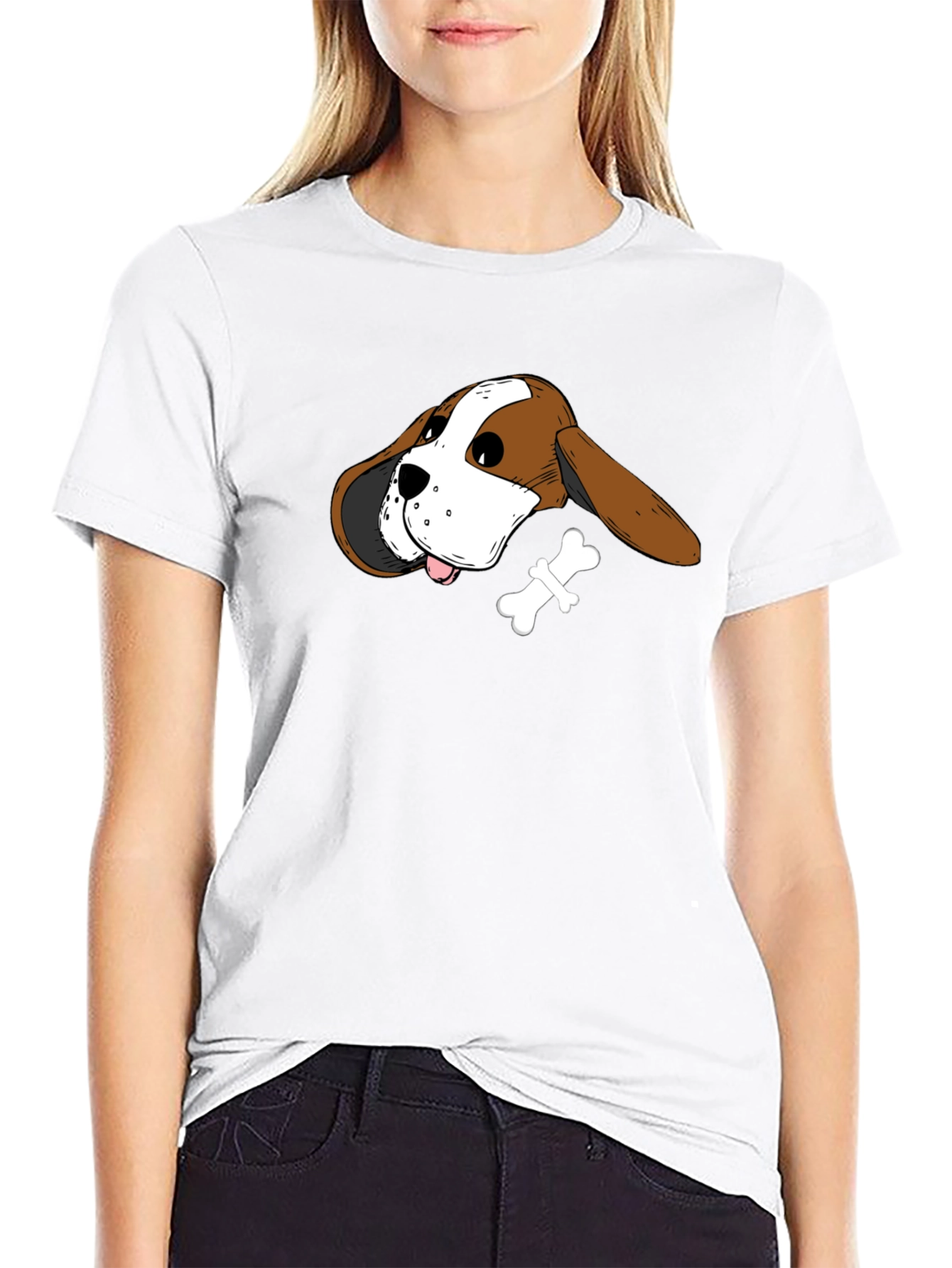 Dog Head & Bone Graphic Tee - Casual Style