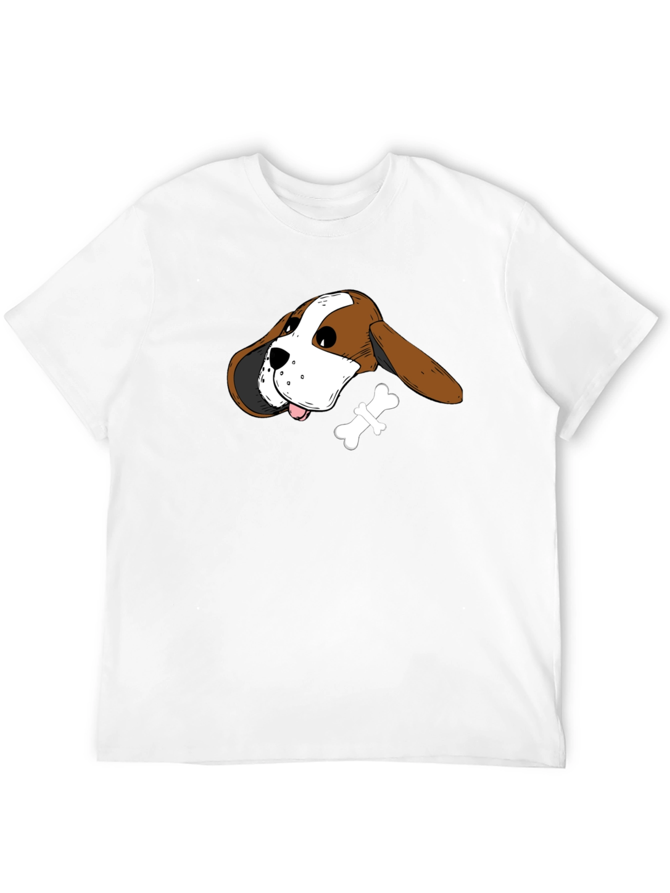 Dog Head & Bone Graphic Tee - Casual Style