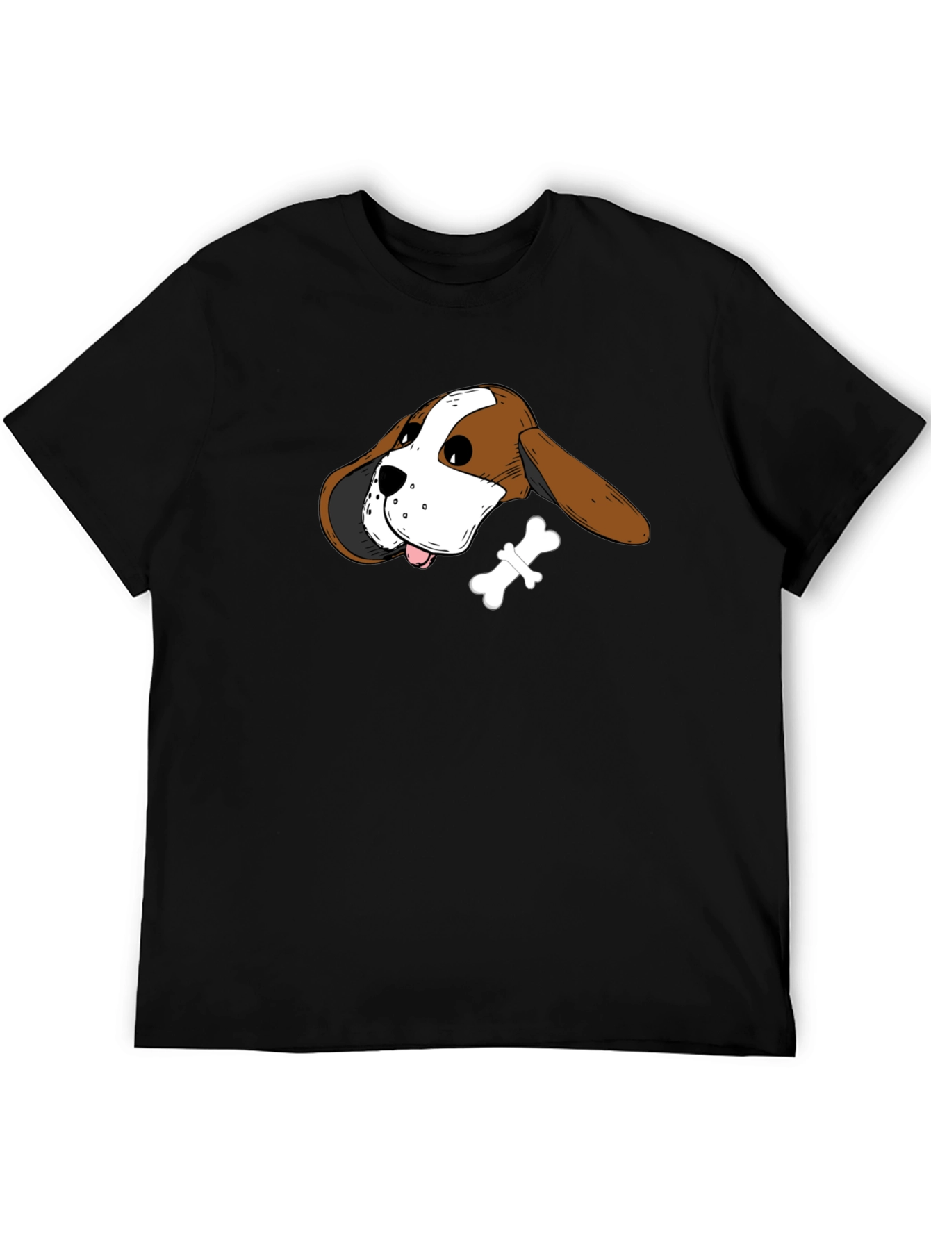 Dog Head & Bone Graphic Tee - Casual Style
