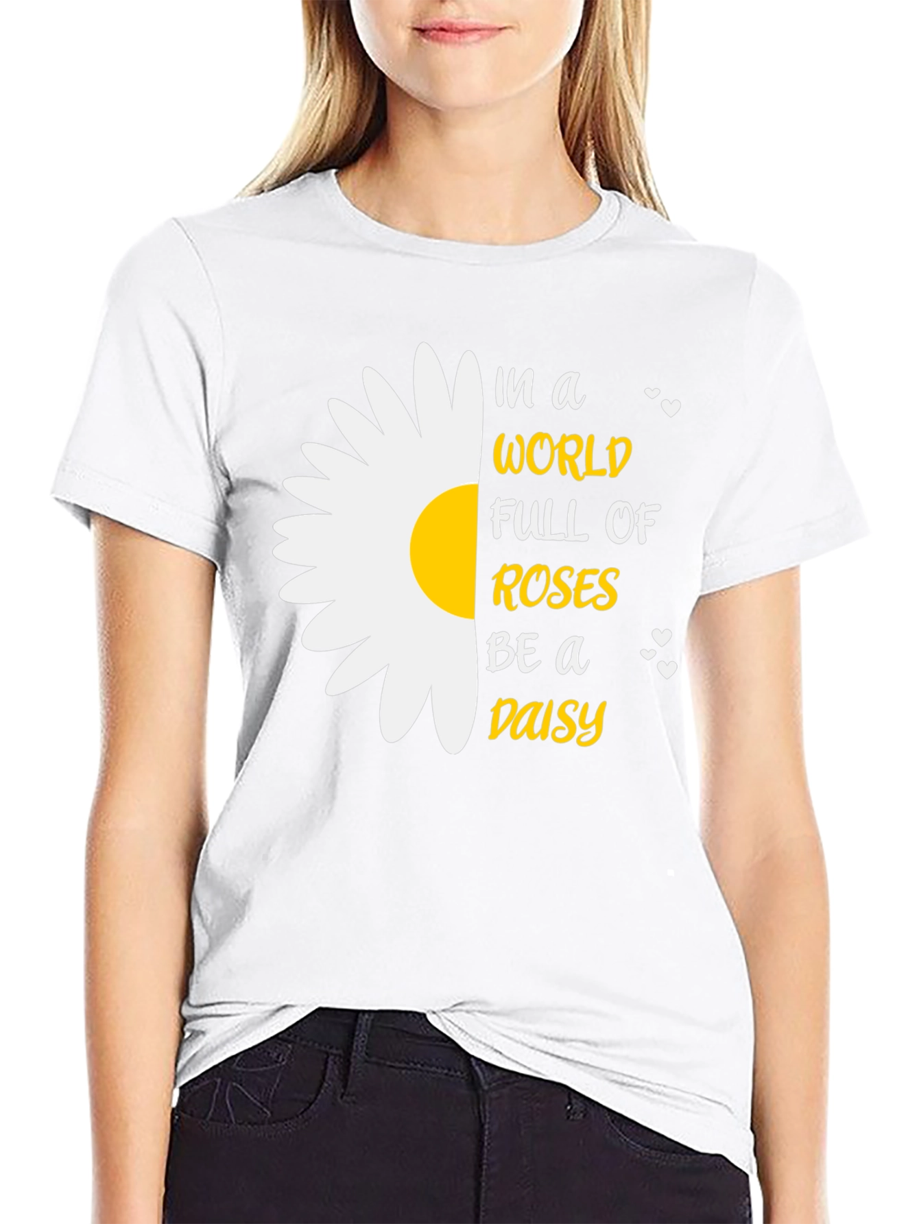Be a Daisy T-Shirt - Black Cotton Blend