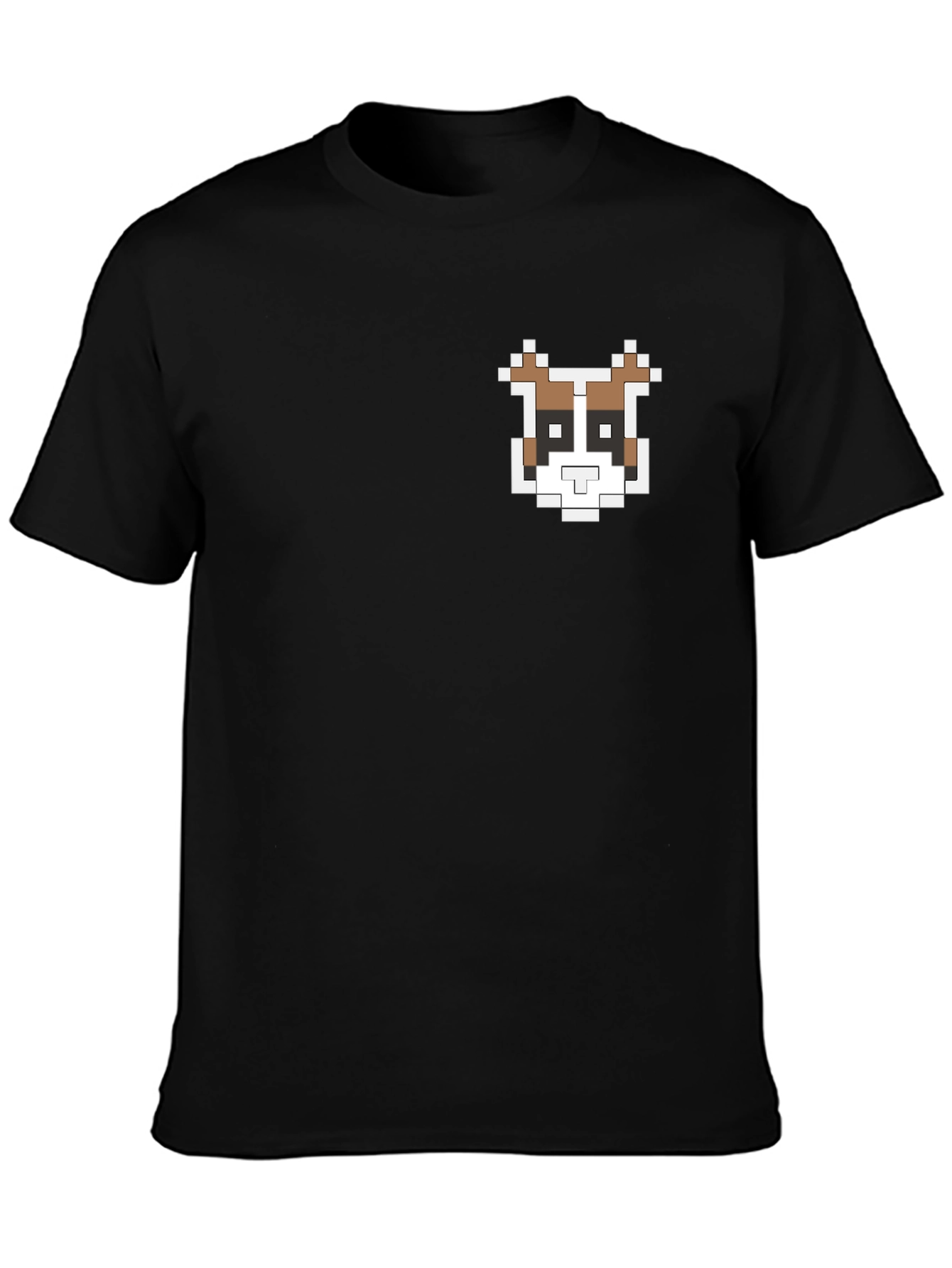 Pixel Art Dog Graphic T-Shirt - Casual Black Tee