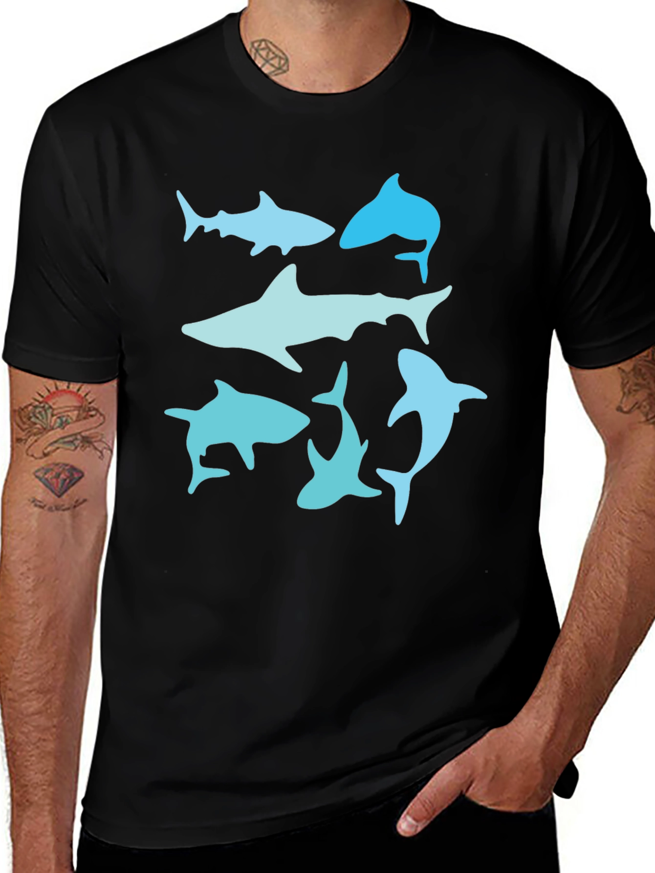 Shark Graphic Tee - Black Casual Shirt