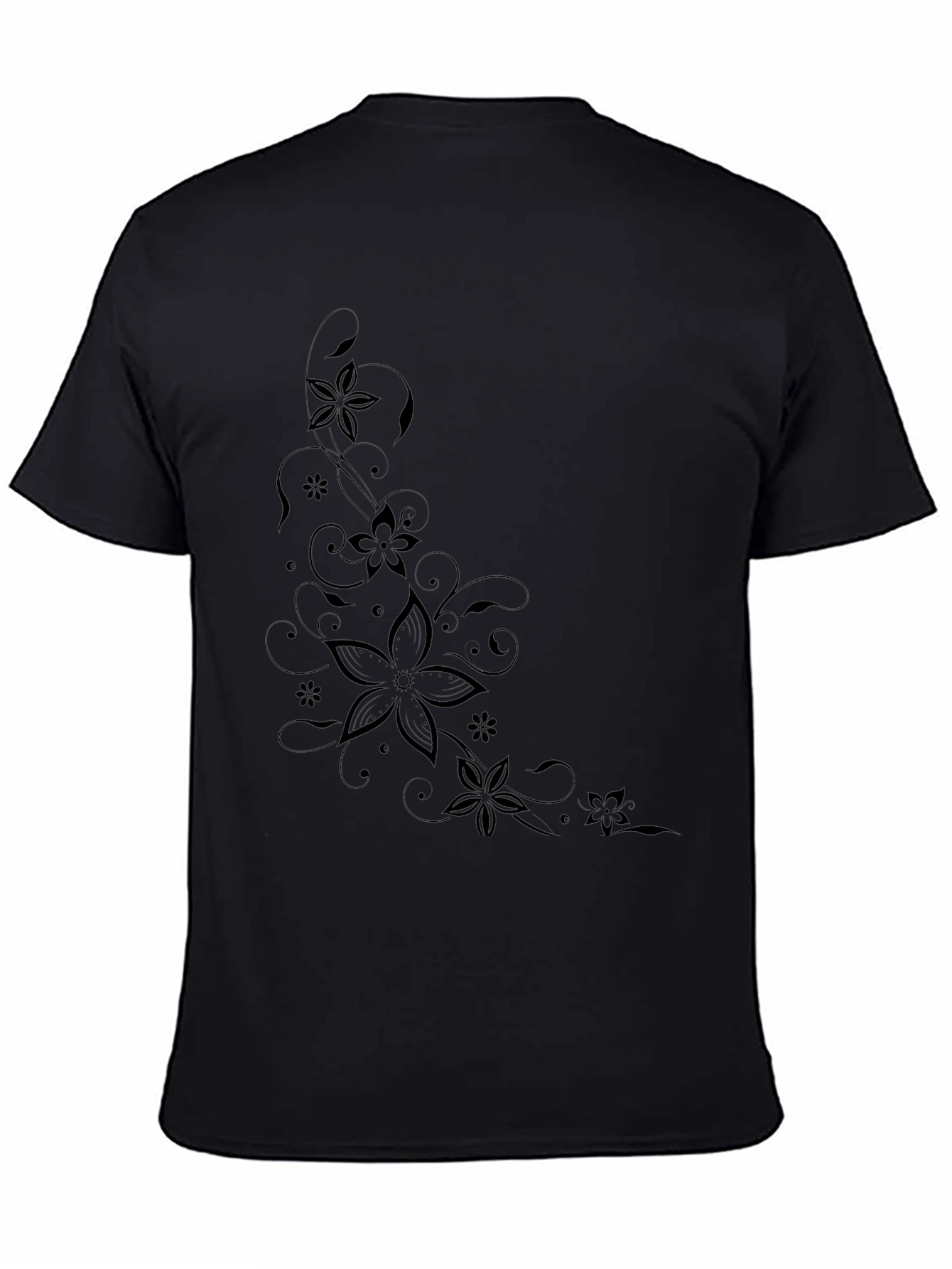 Floral Print Black T-Shirt | Modern Style