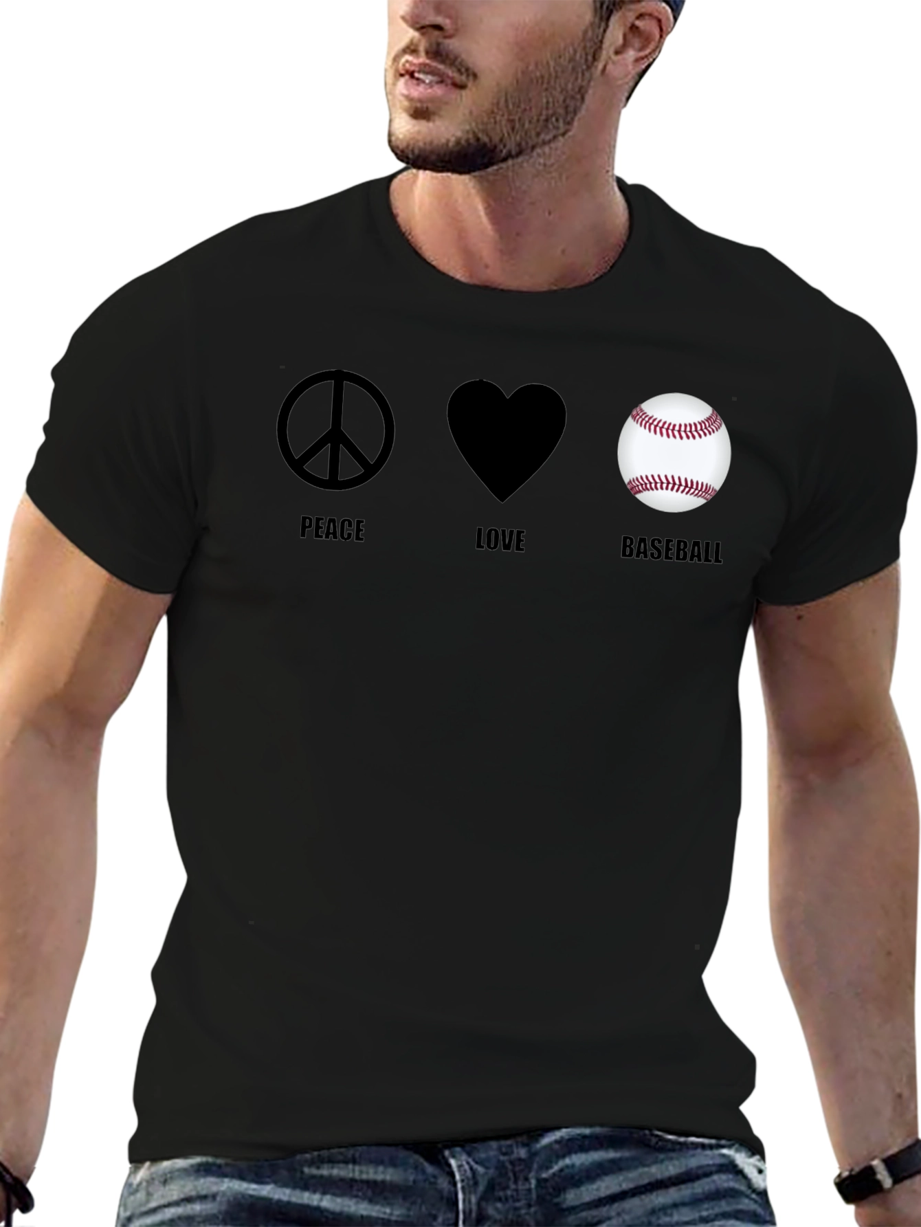 Peace Love Baseball Graphic T-Shirt