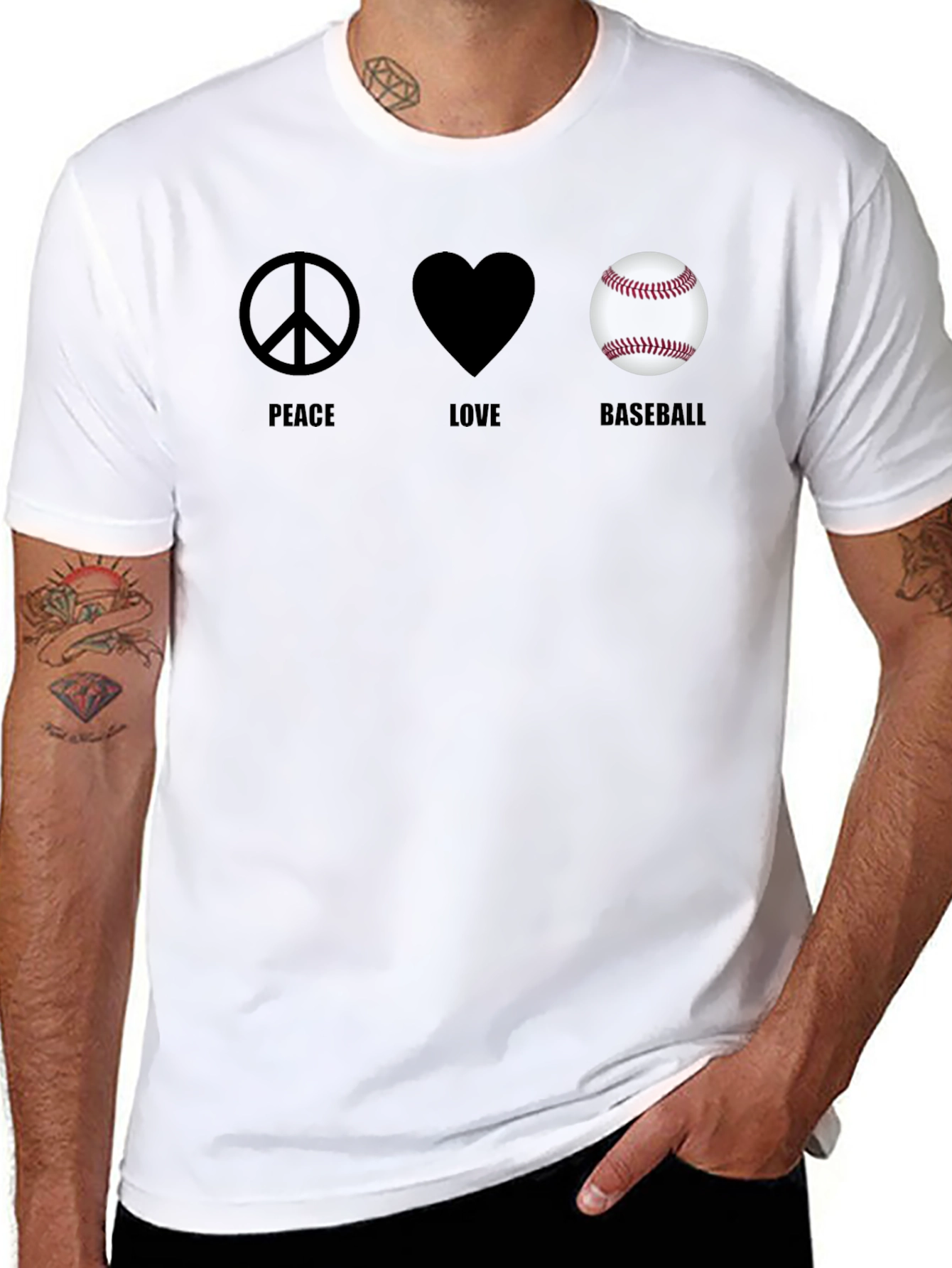Peace Love Baseball Graphic T-Shirt