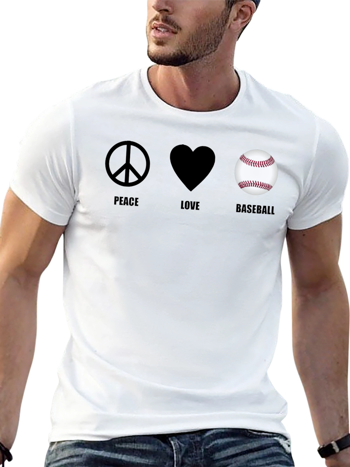 Peace Love Baseball Graphic T-Shirt