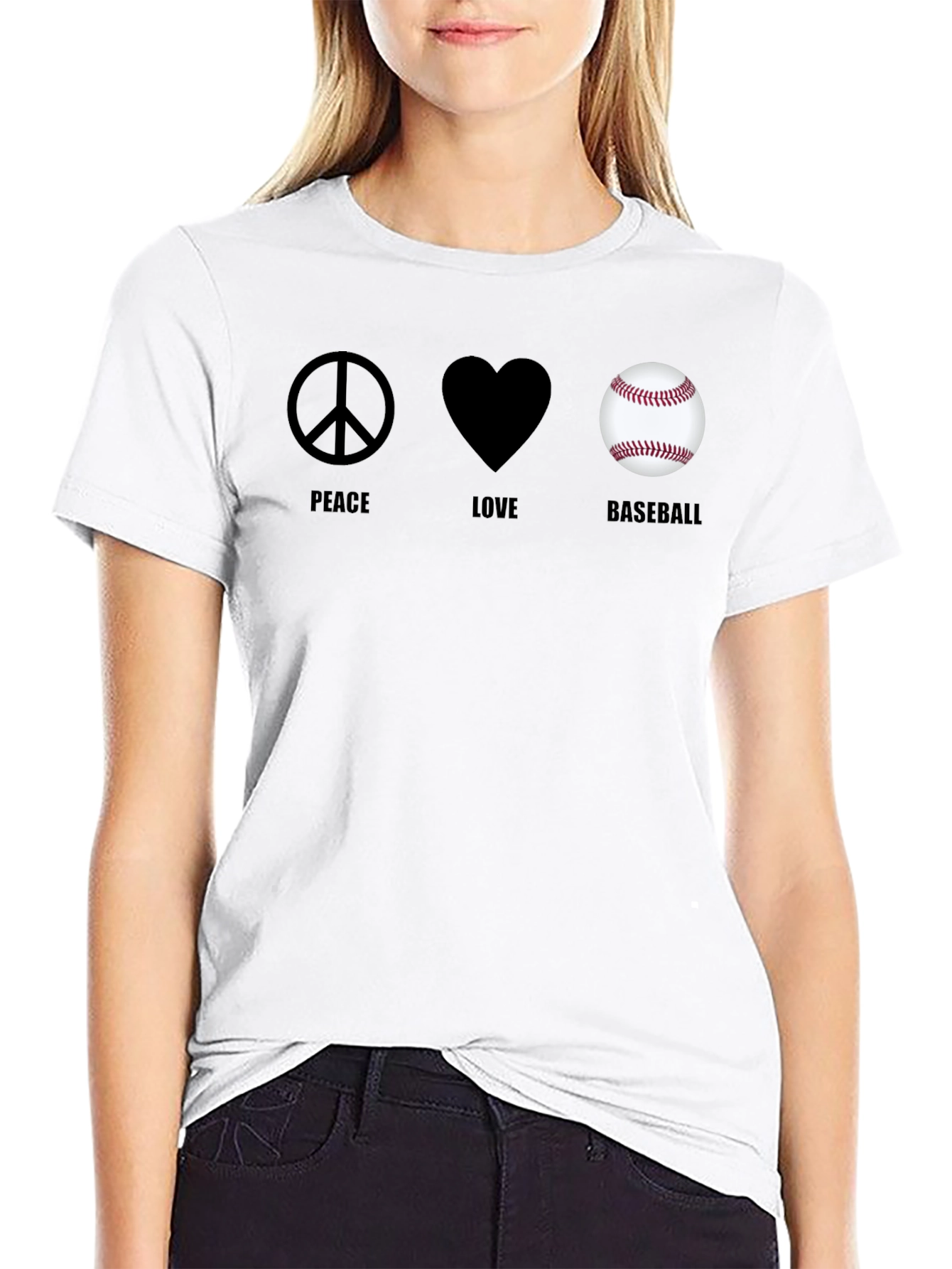 Peace Love Baseball Graphic T-Shirt