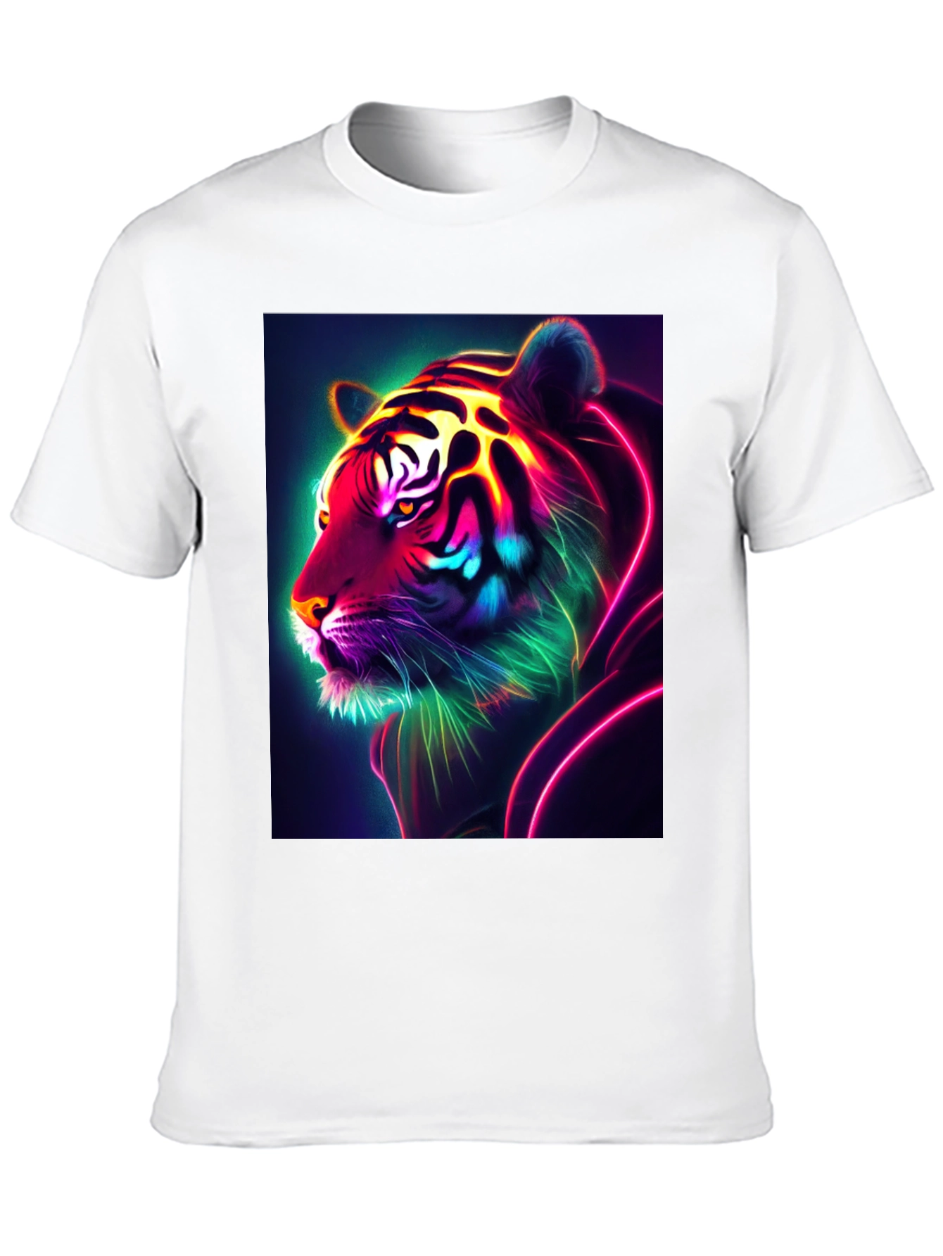 Neon Tiger Graphic Tee - Bold Black Shirt