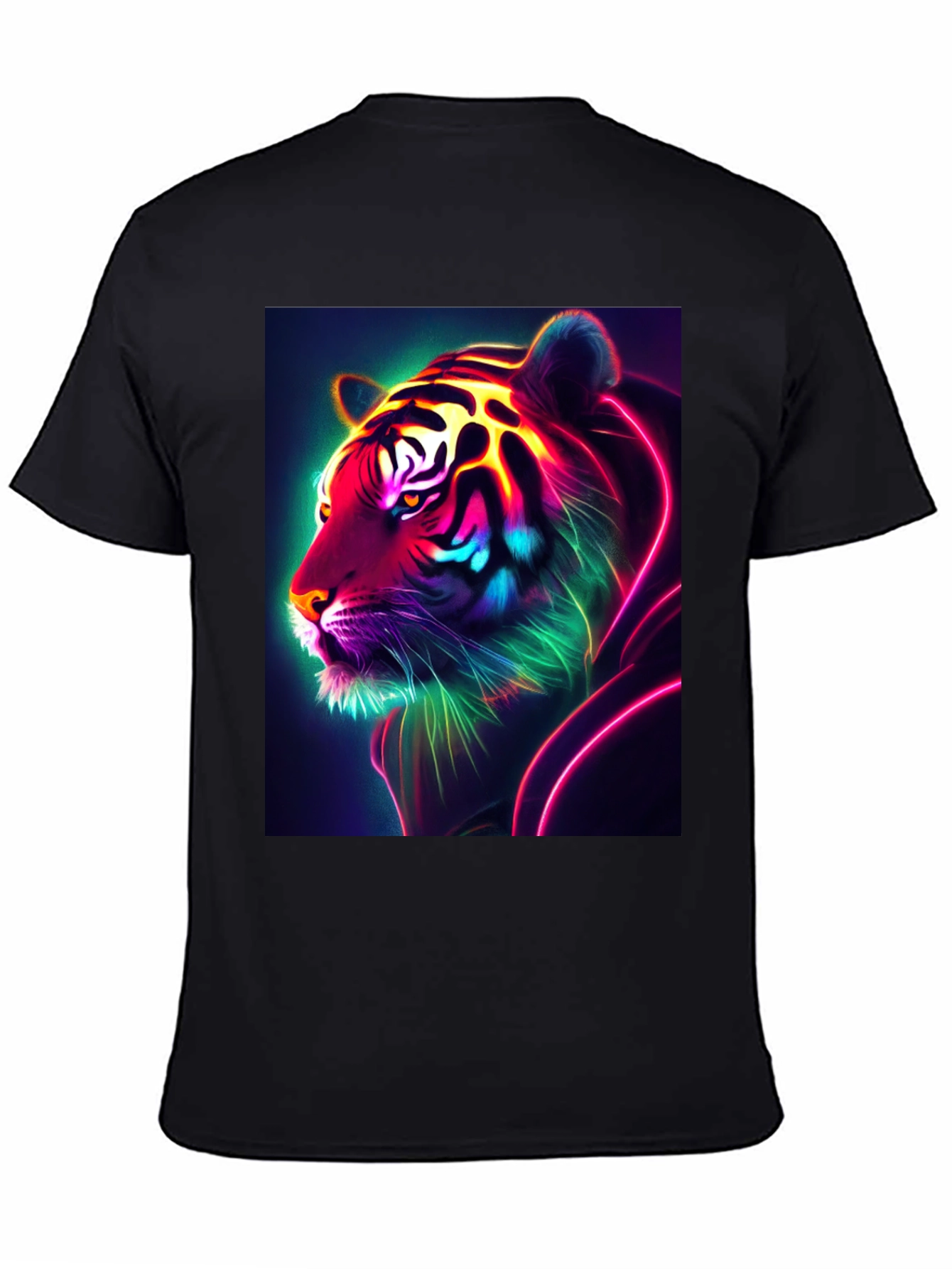 Neon Tiger Graphic Tee - Bold Black Shirt