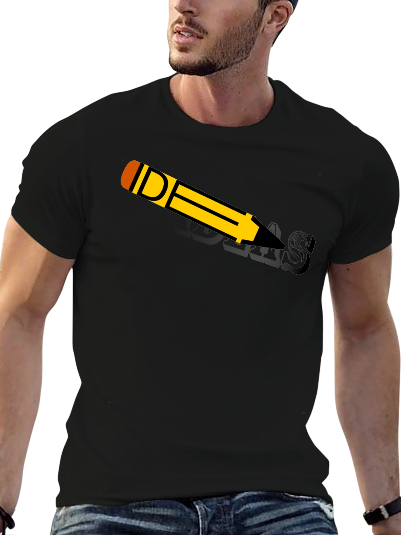 Ideas Pencil Black Graphic T-Shirt