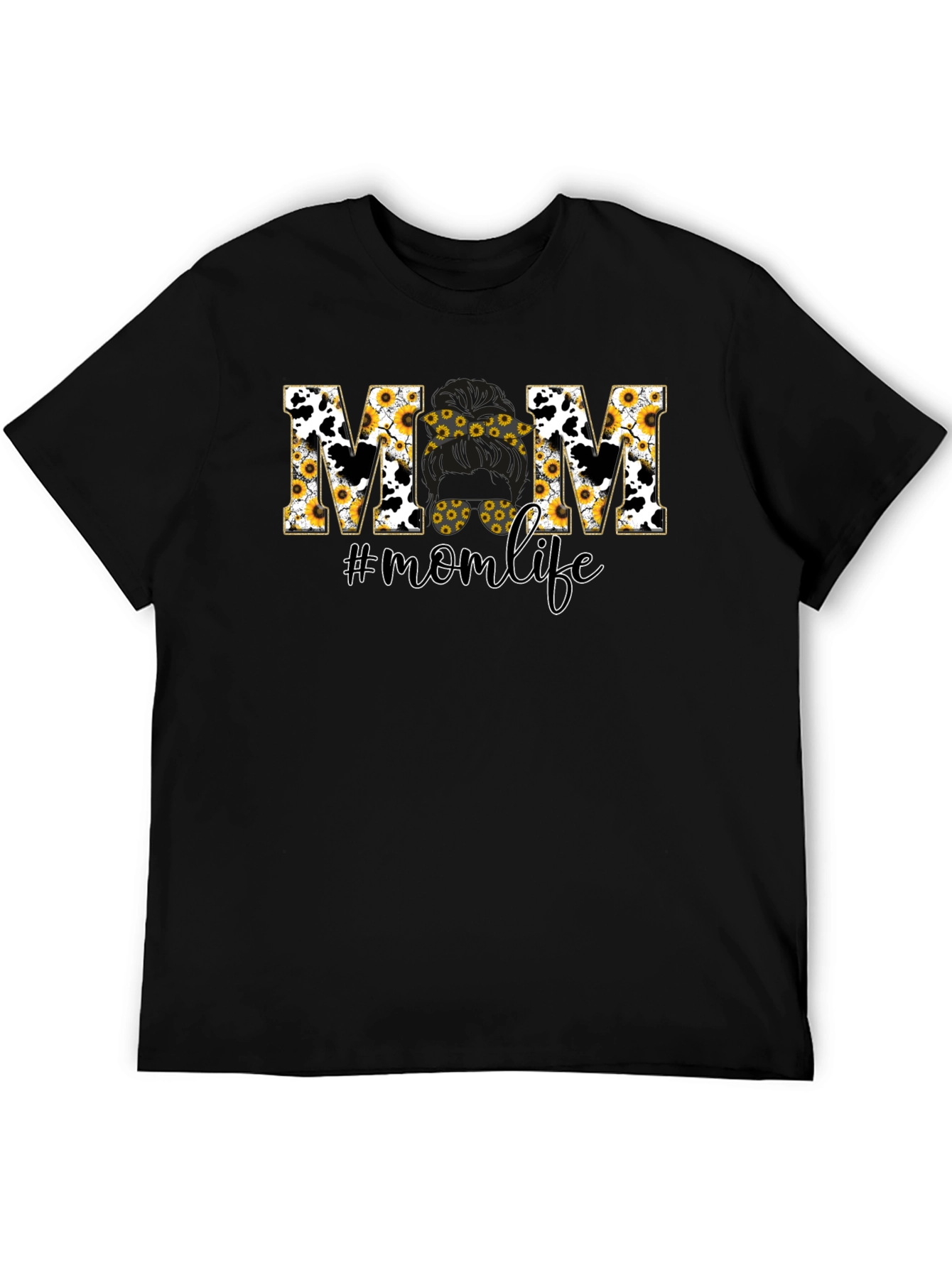 Mom Life Sunflower Cow Print T-Shirt