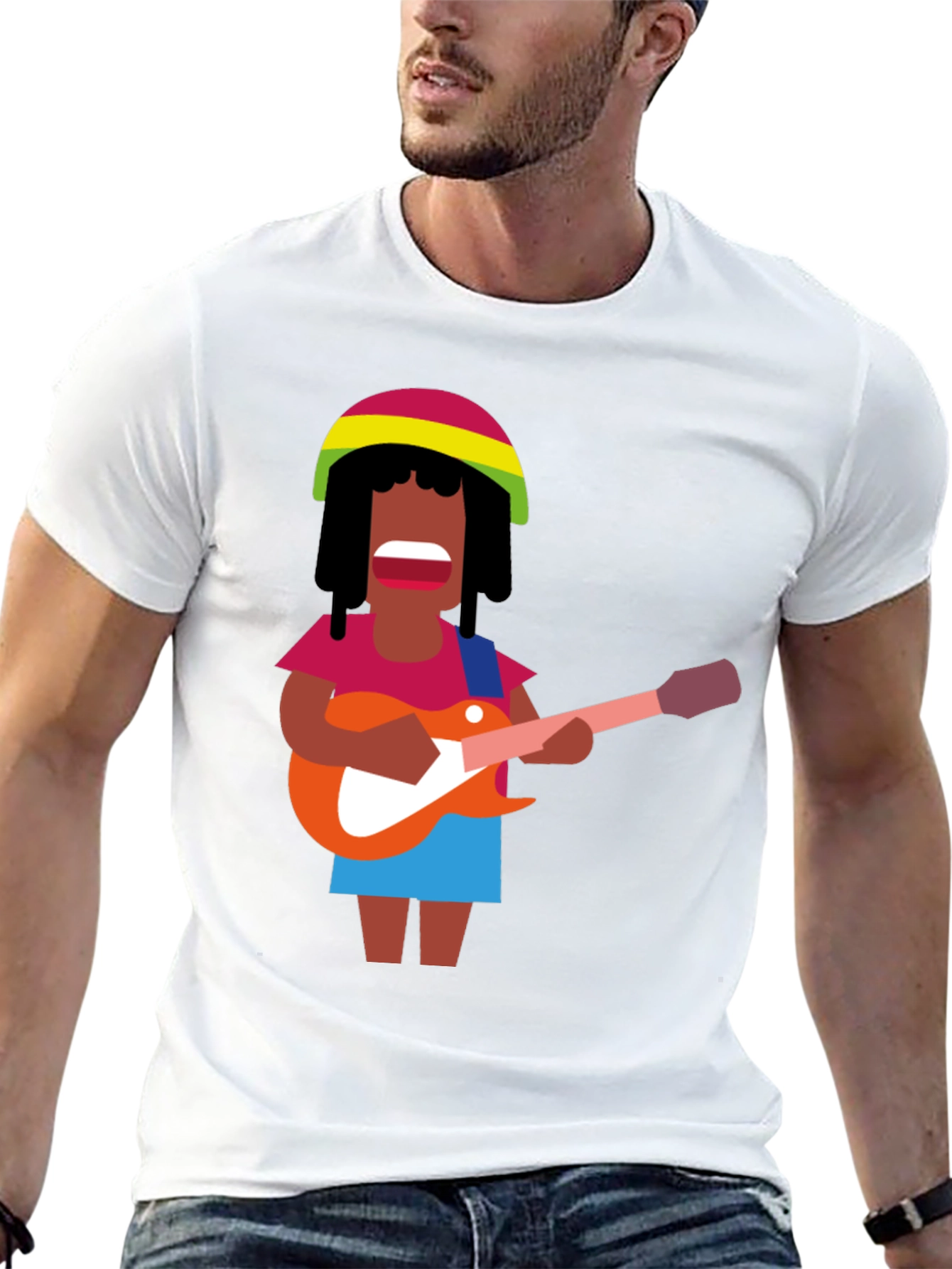 Rasta Reggae Musician Graphic Tee - Black