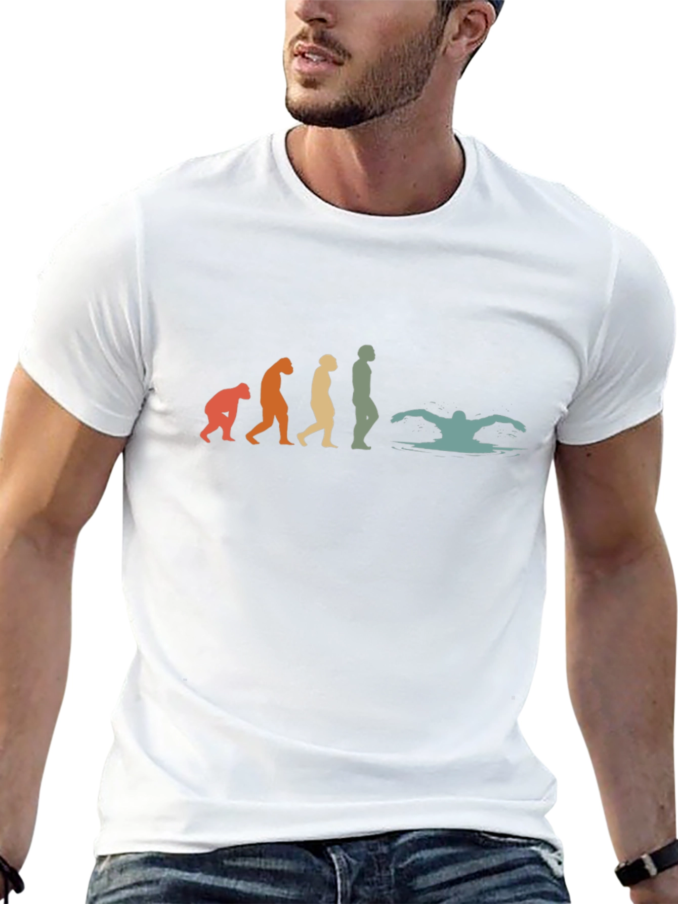 Evolution of Swimming Black T-Shirt