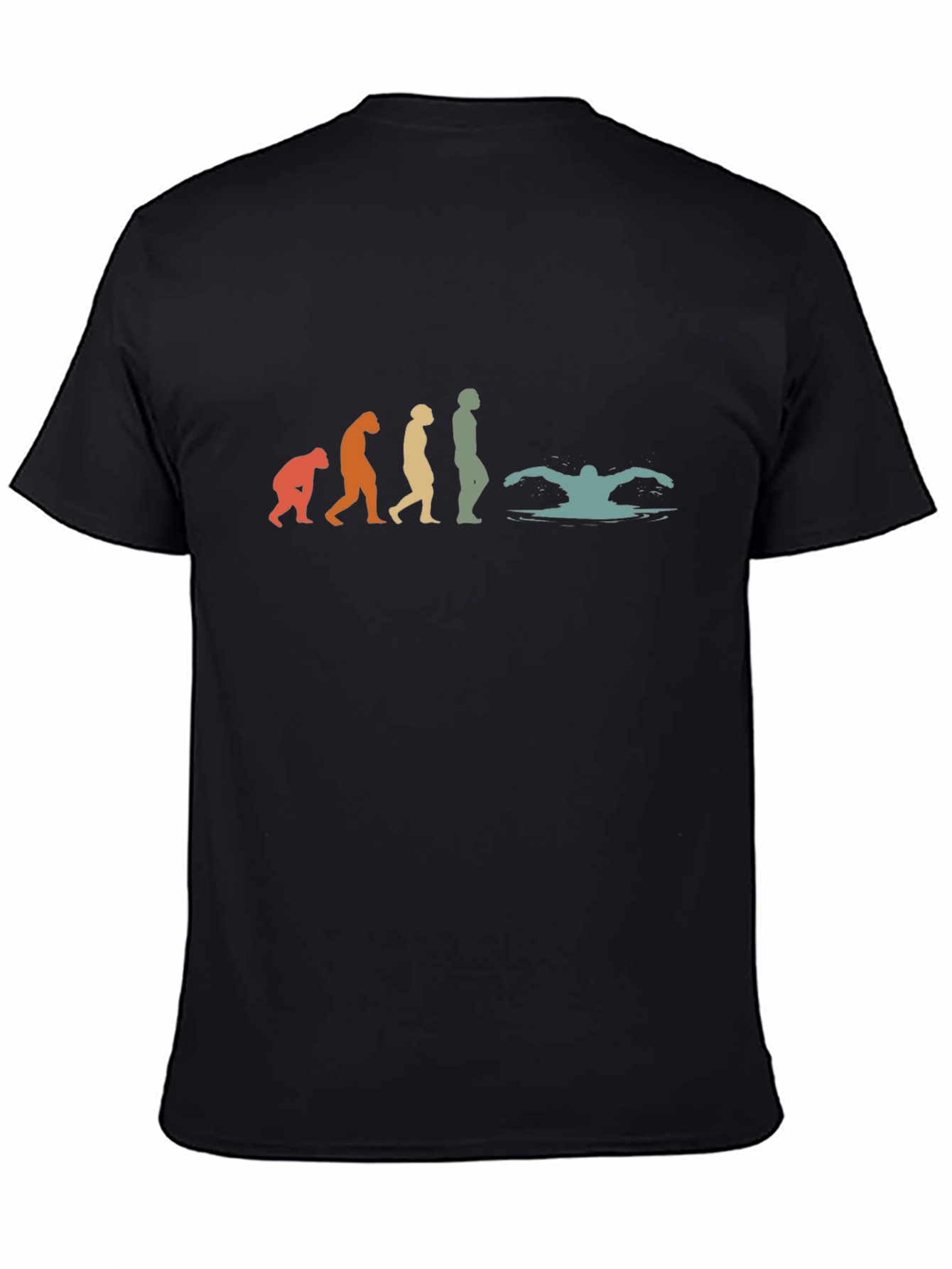 Evolution of Swimming Black T-Shirt