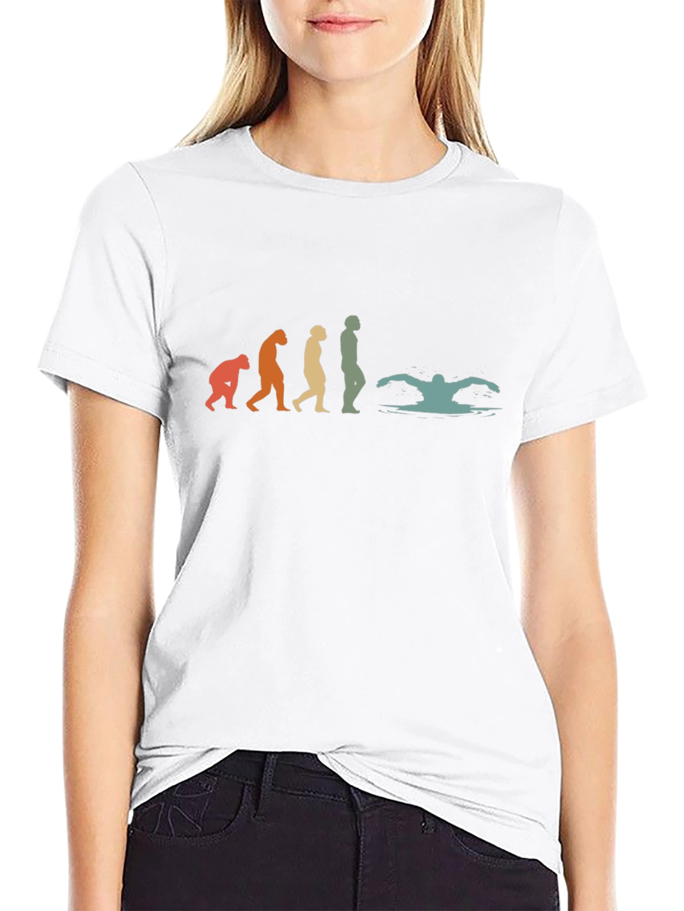 Evolution of Swimming Black T-Shirt