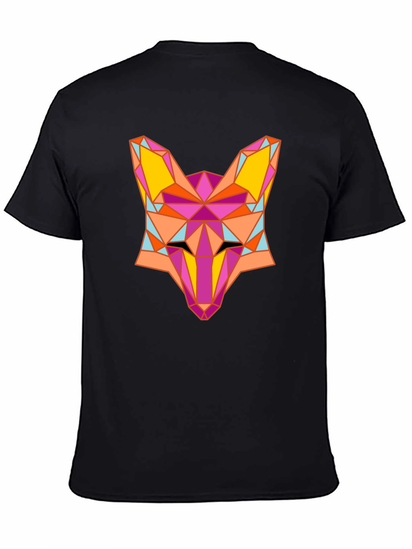 Geometric Fox Graphic Black T-Shirt