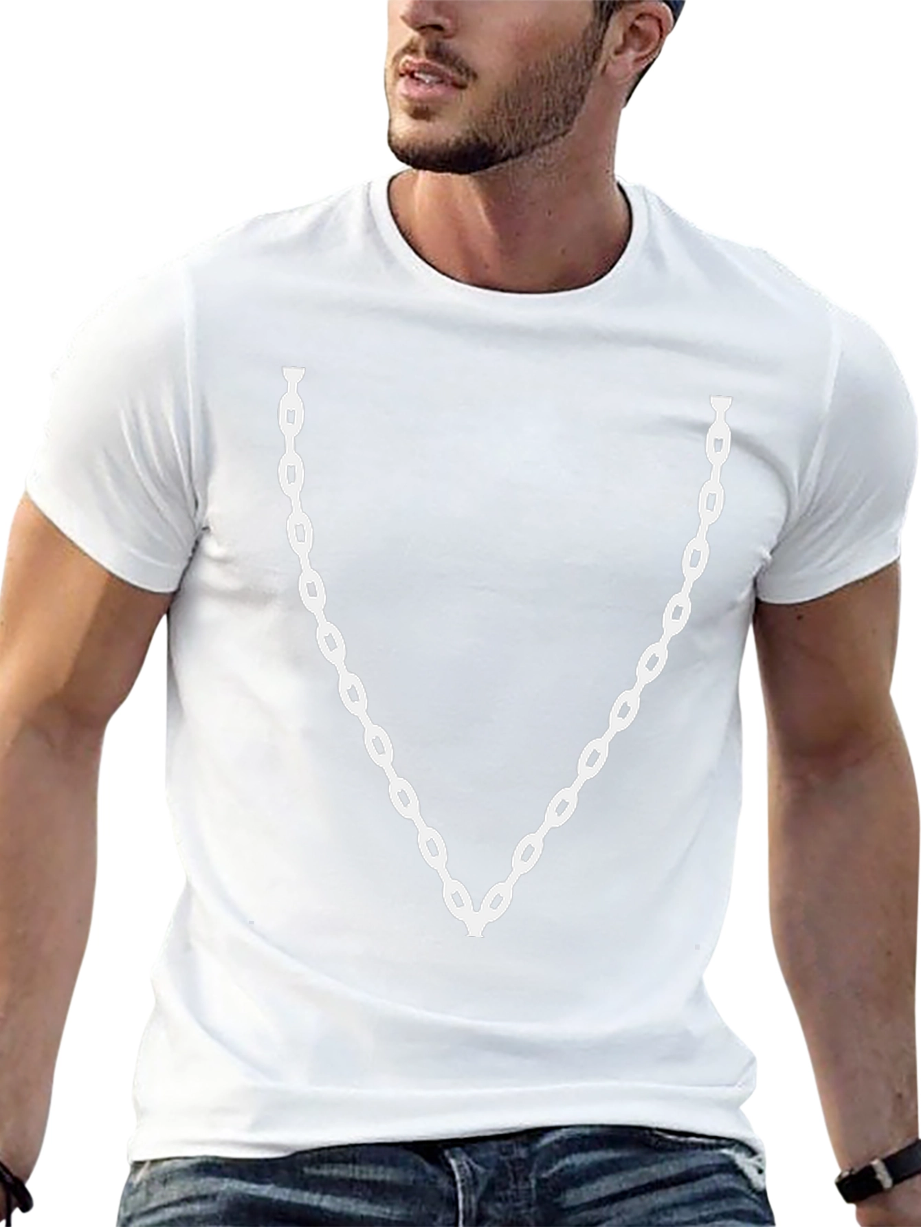 Chain Graphic Crew Neck T-Shirt - Stylish Casual Tee