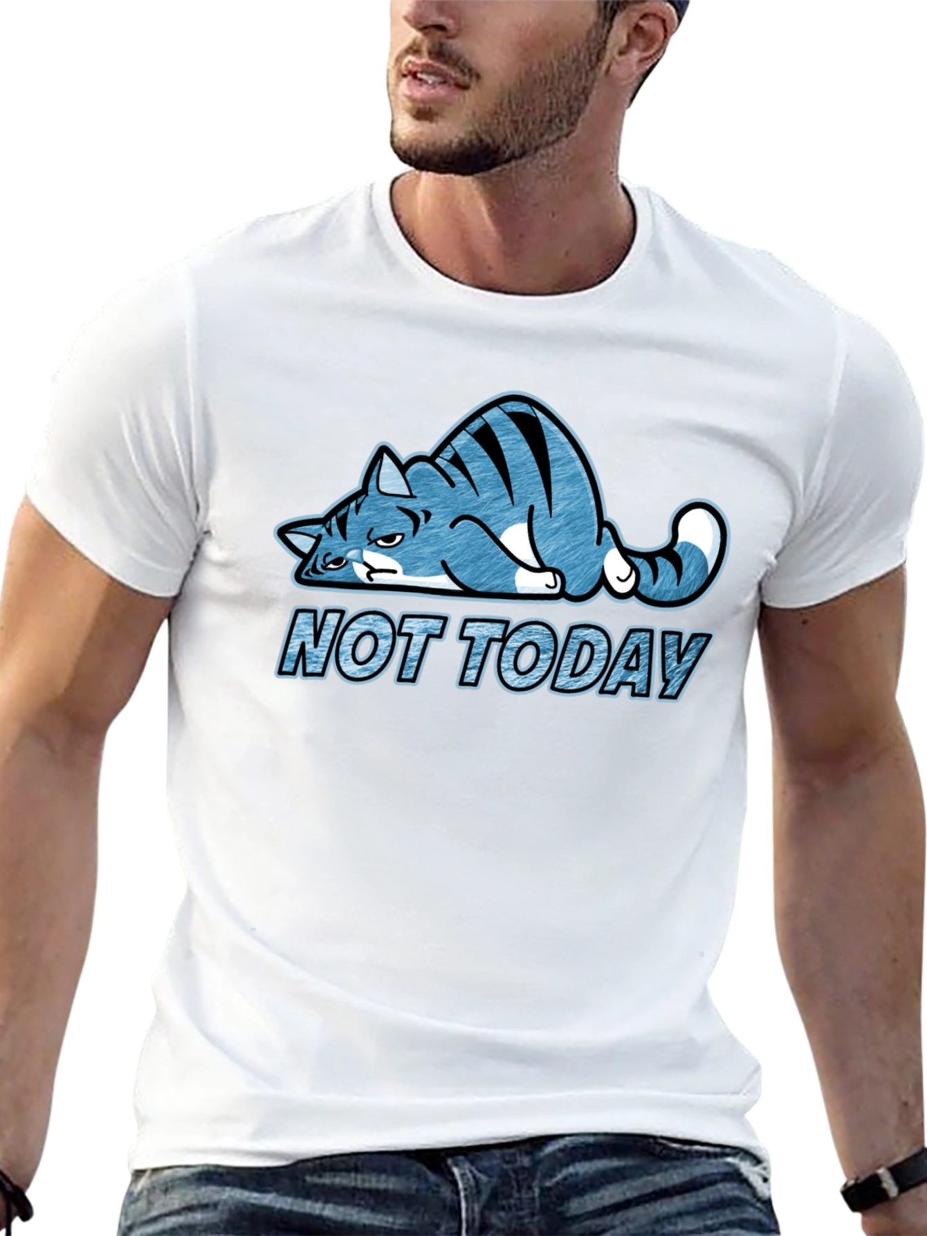 Not Today Cat Graphic Tee - Lazy Cat T-Shirt