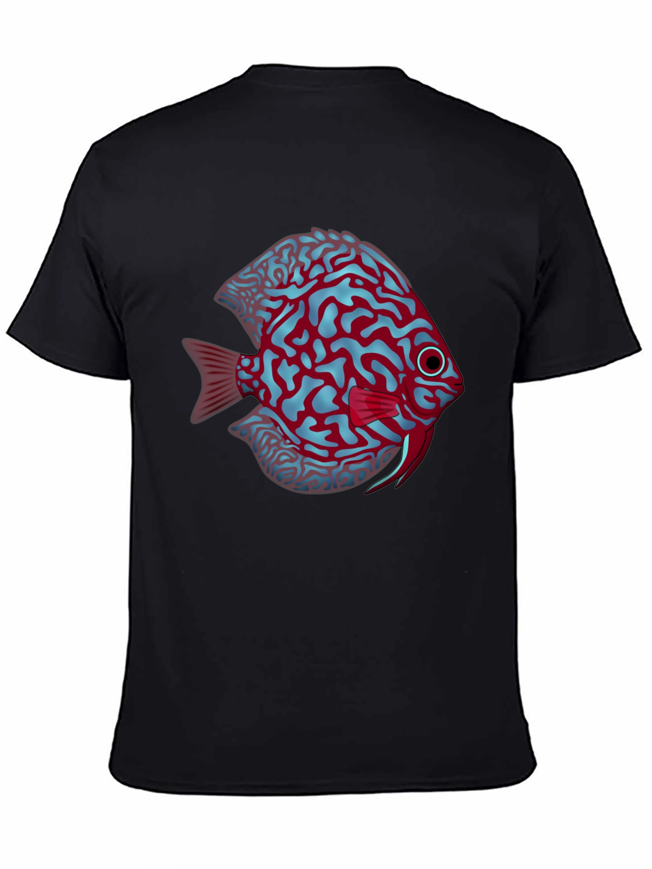 Cool Graphic Fish Print Black Tee
