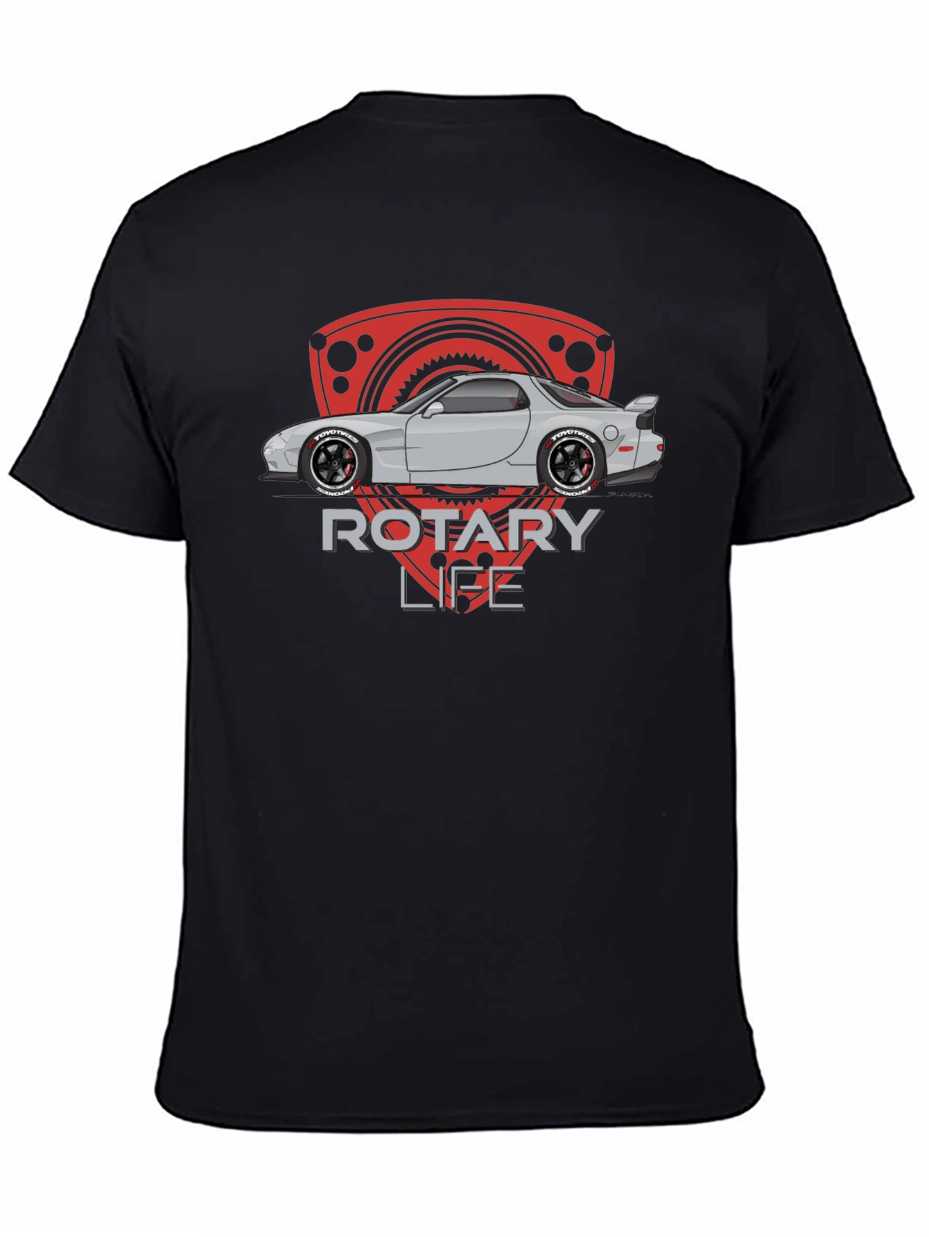 Rotary Life Car Graphic T-Shirt - Black