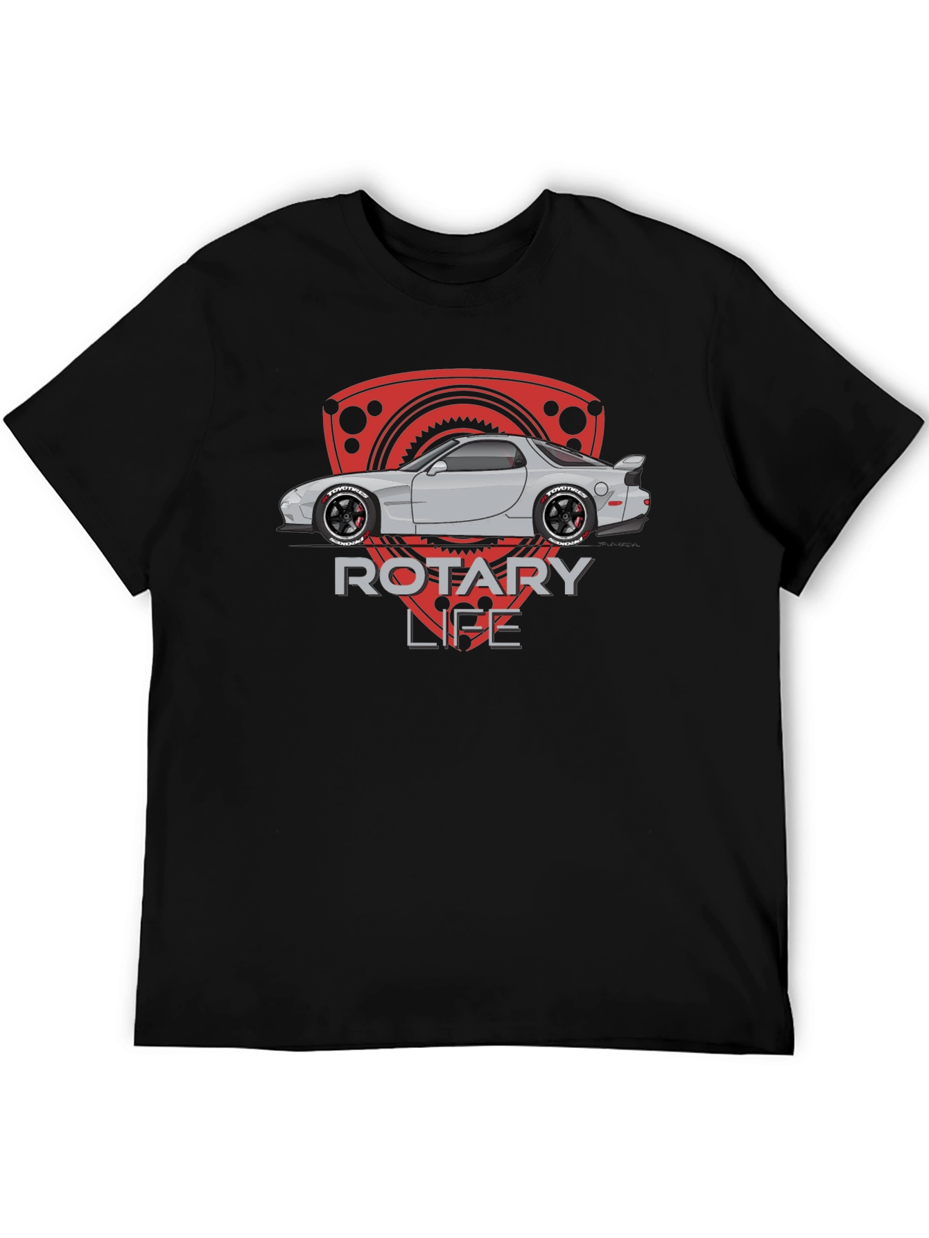 Rotary Life Car Graphic T-Shirt - Black