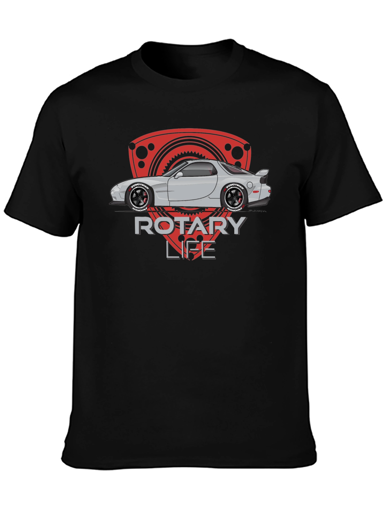 Rotary Life Car Graphic T-Shirt - Black