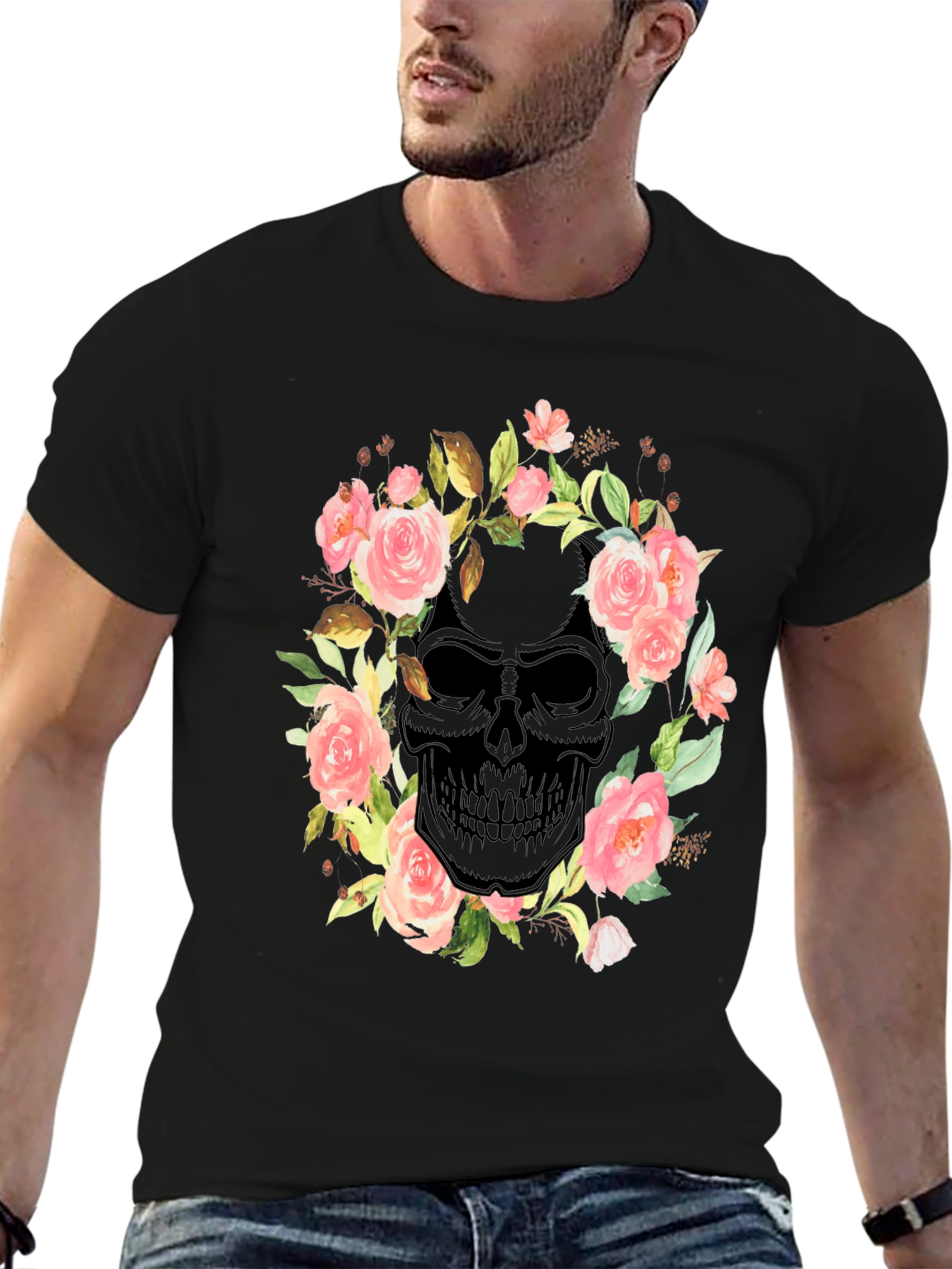 Floral Skull Graphic Tee