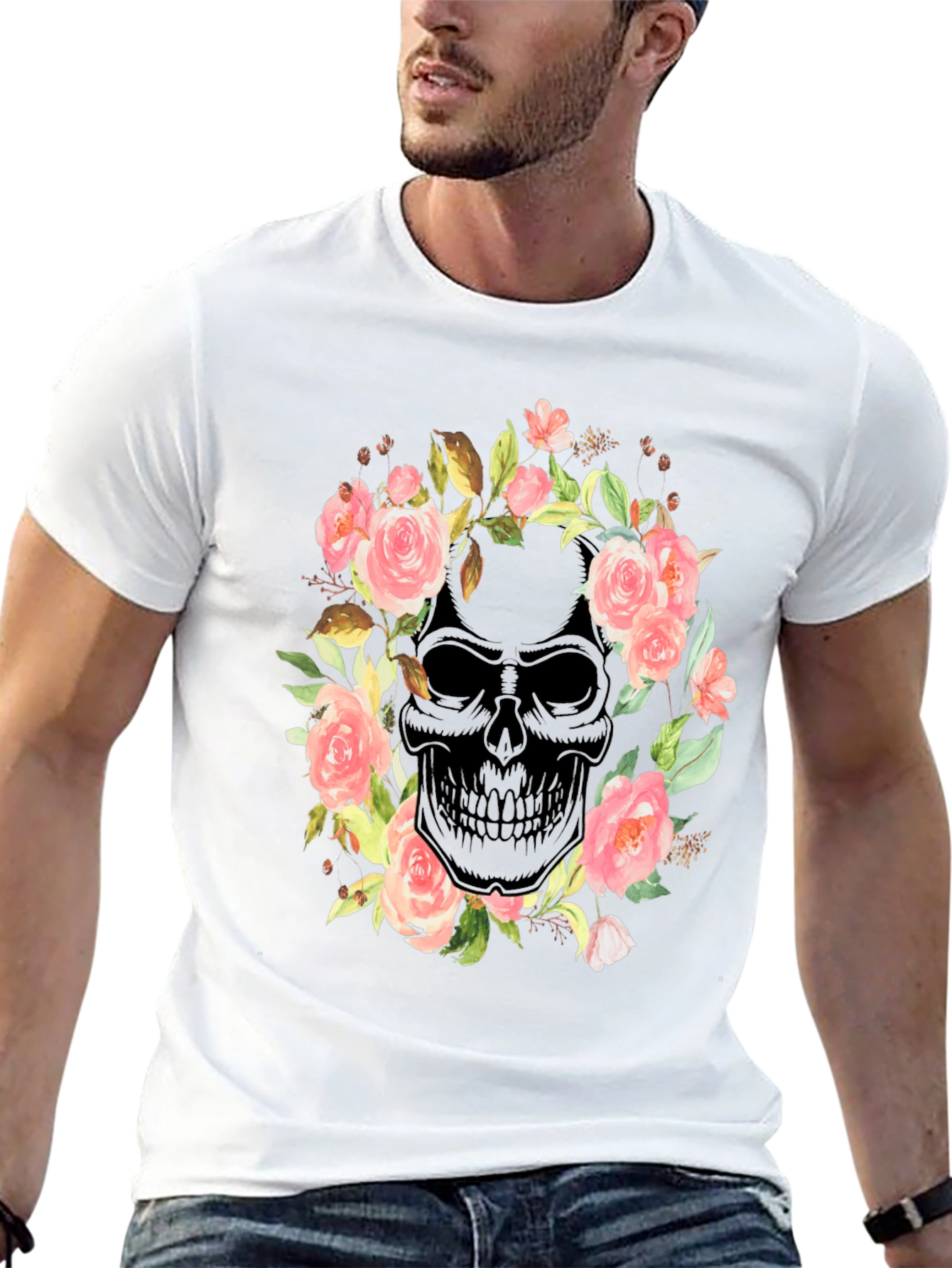 Floral Skull Graphic Tee