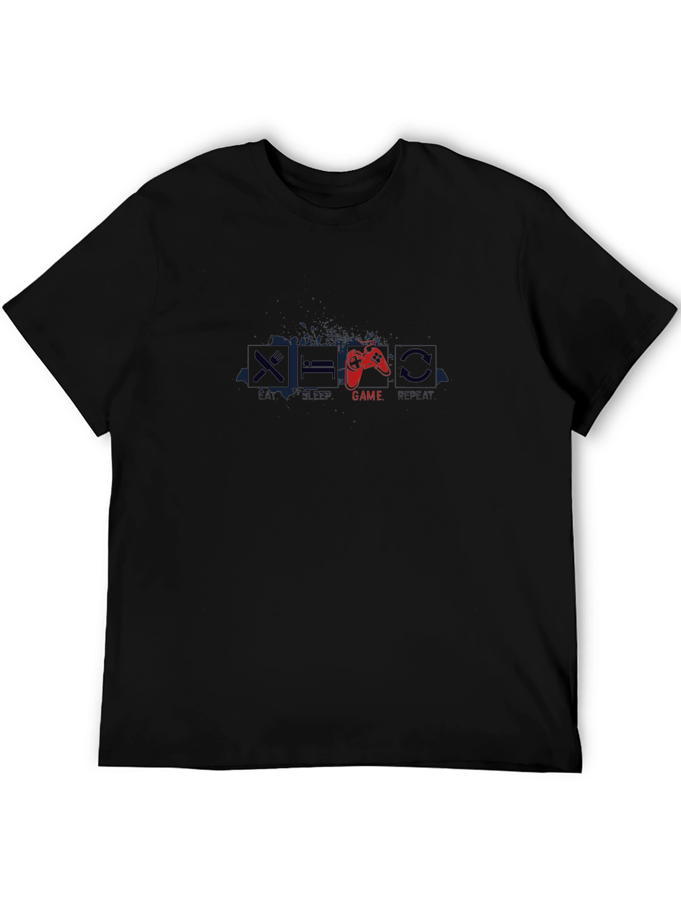 Eat Sleep Game Repeat Black T-Shirt