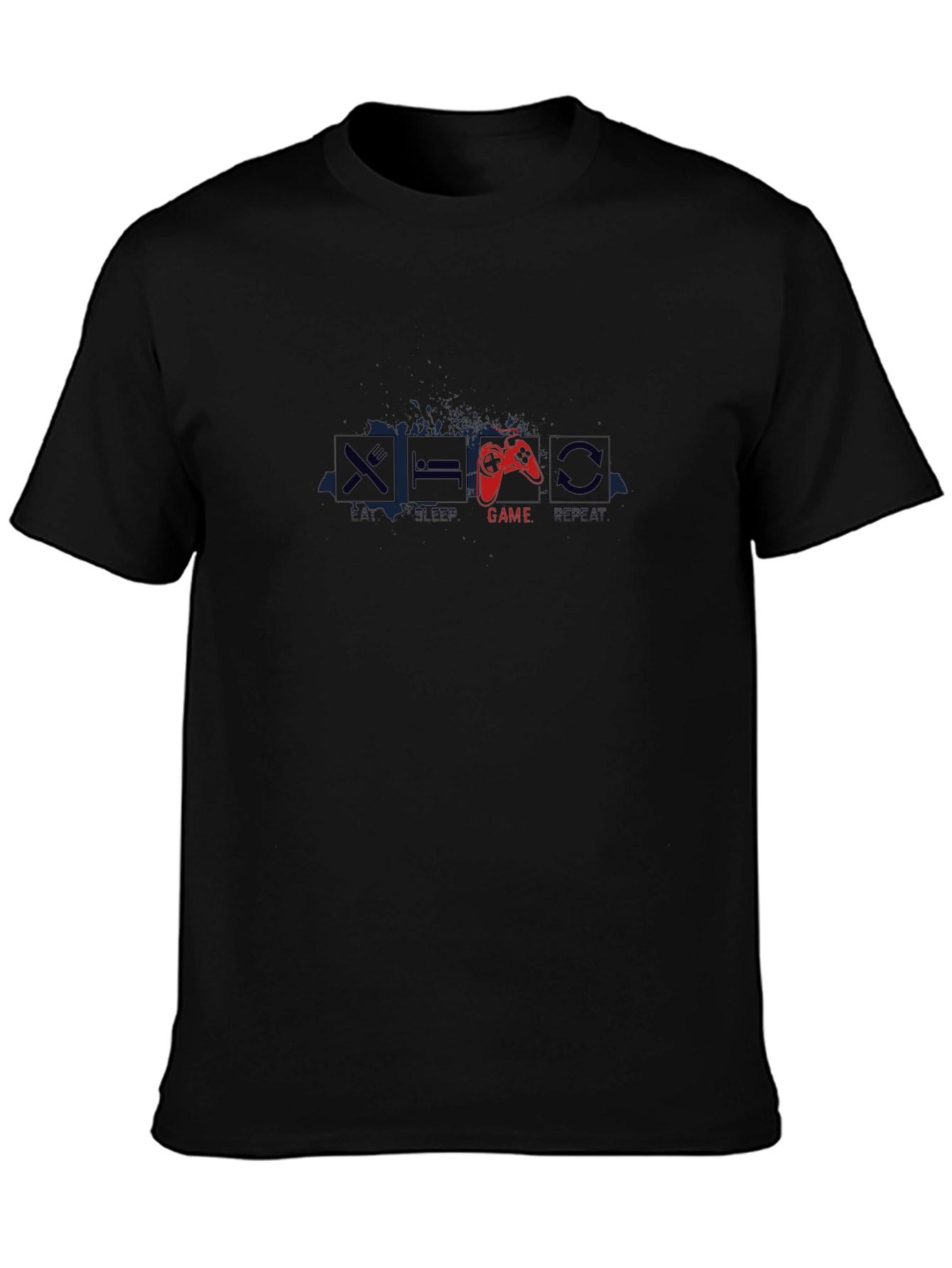 Eat Sleep Game Repeat Black T-Shirt