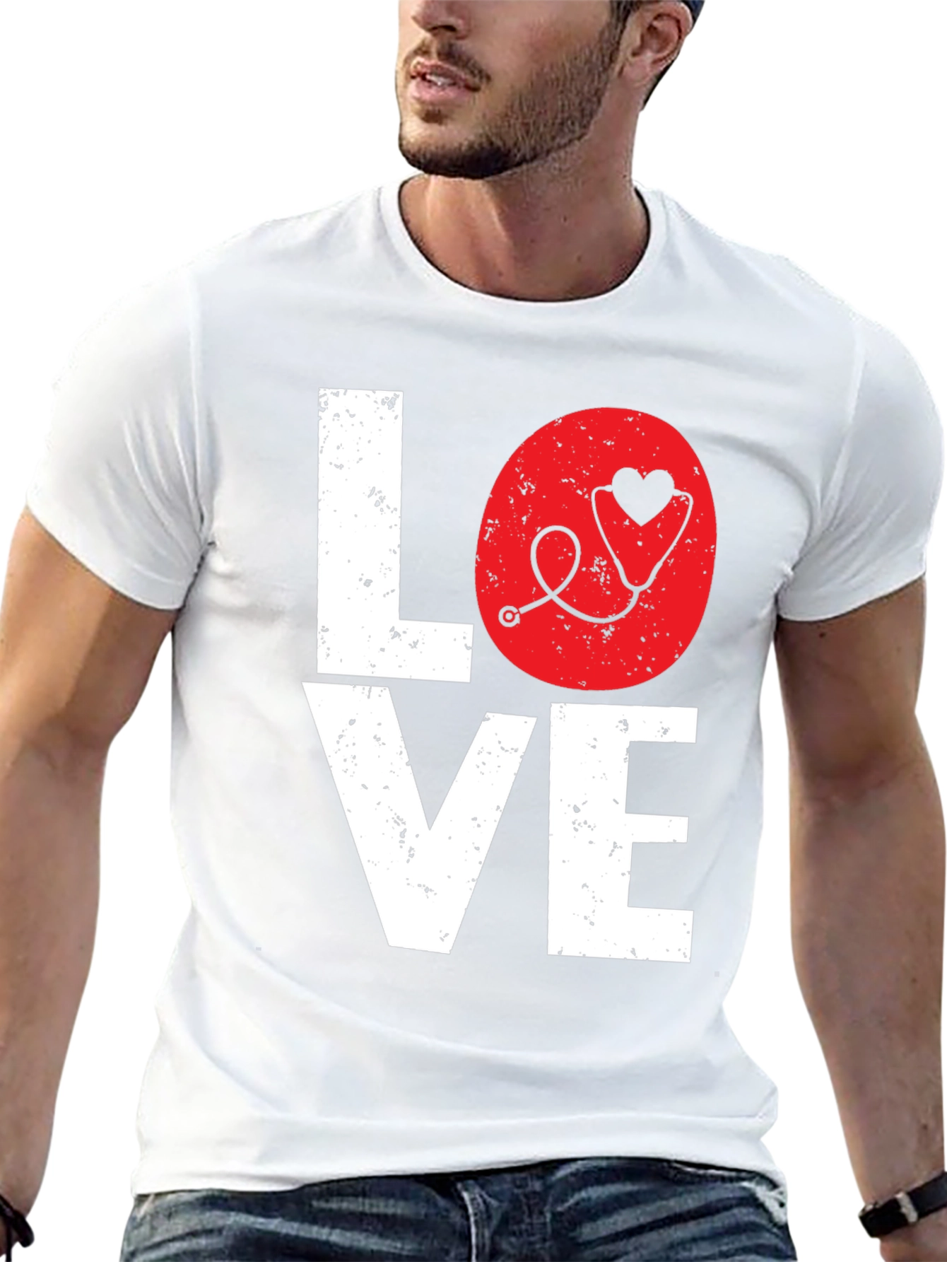 Love Nurse Stethoscope Heart Graphic Tee
