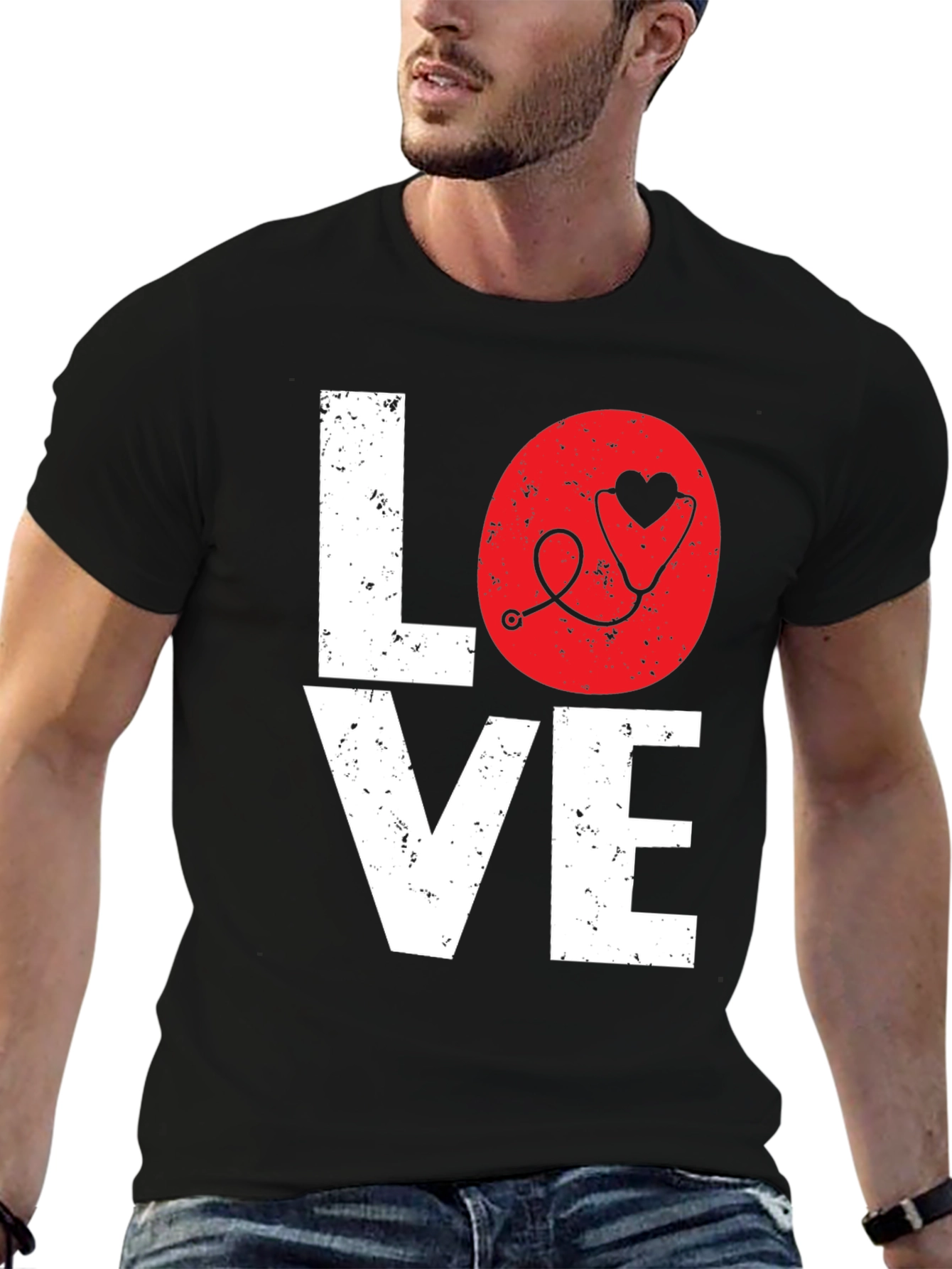 Love Nurse Stethoscope Heart Graphic Tee