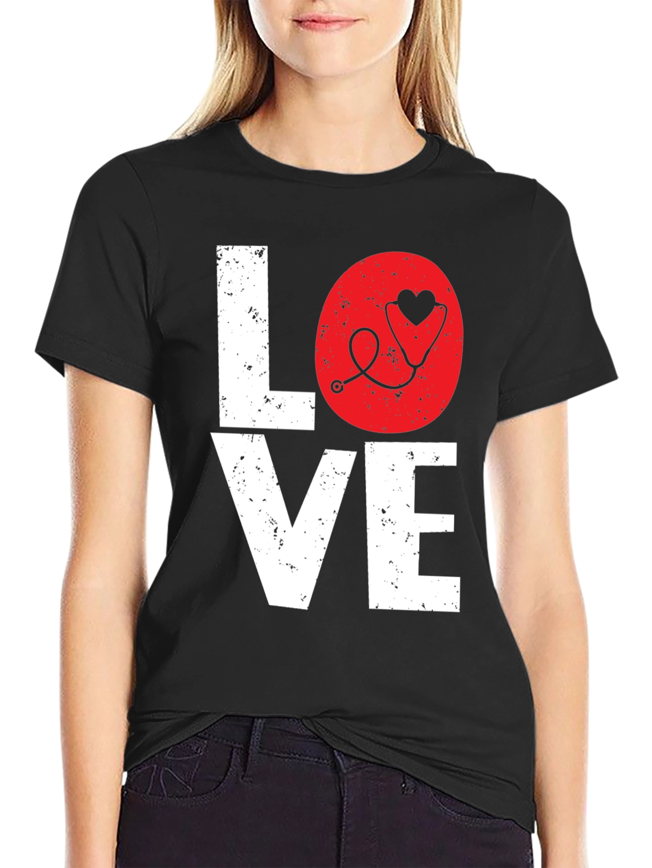 Love Nurse Stethoscope Heart Graphic Tee
