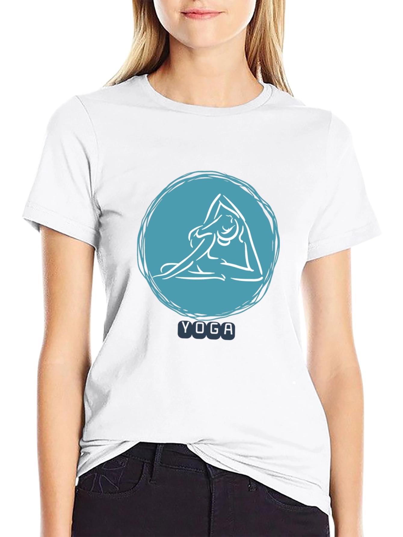 Yoga Pose T-Shirt - Black Relaxed Fit