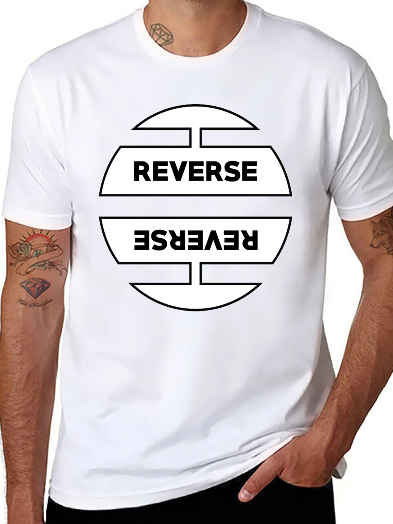 Reverse Graphic Print Black T-Shirt