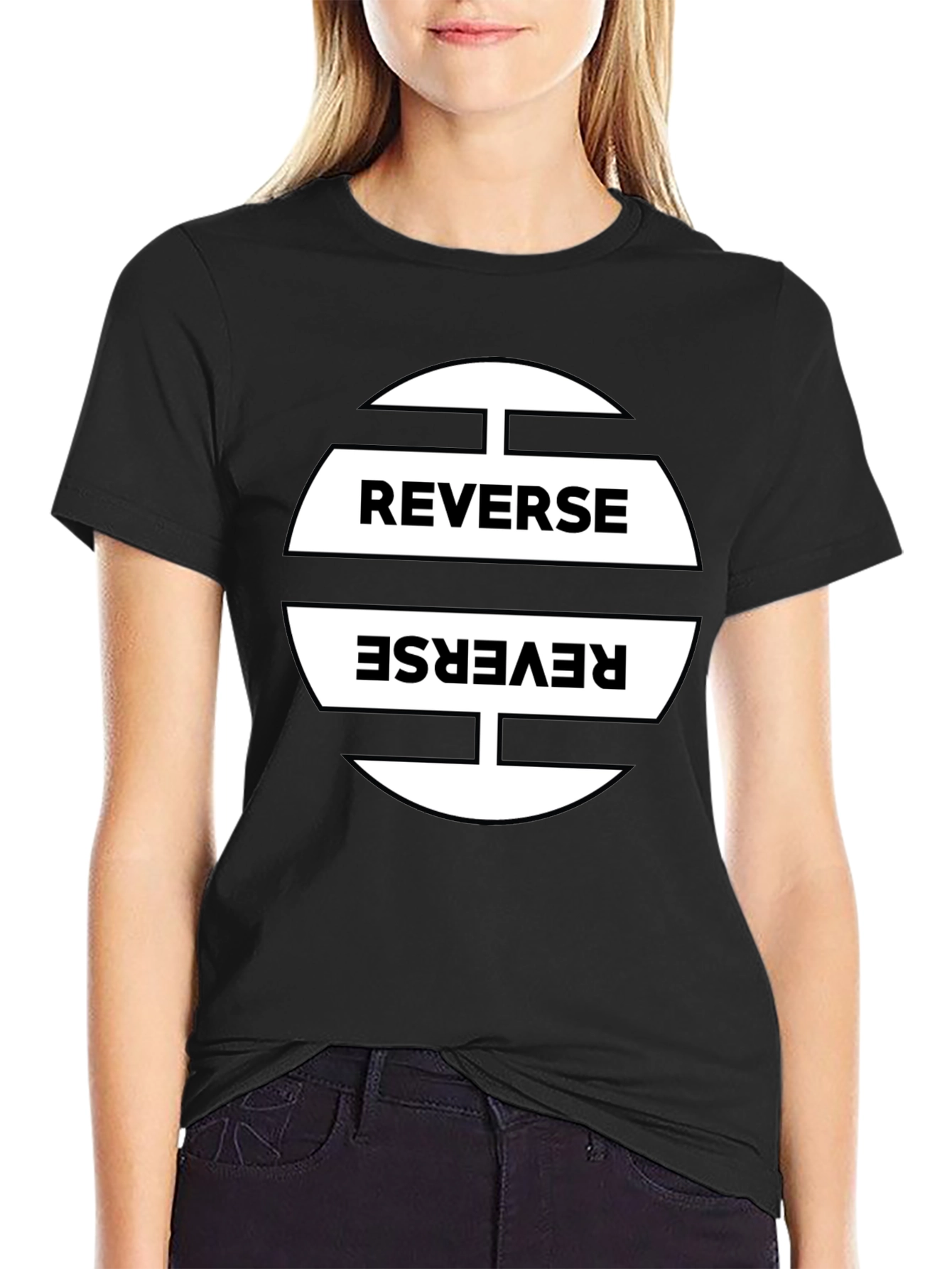 Reverse Graphic Print Black T-Shirt