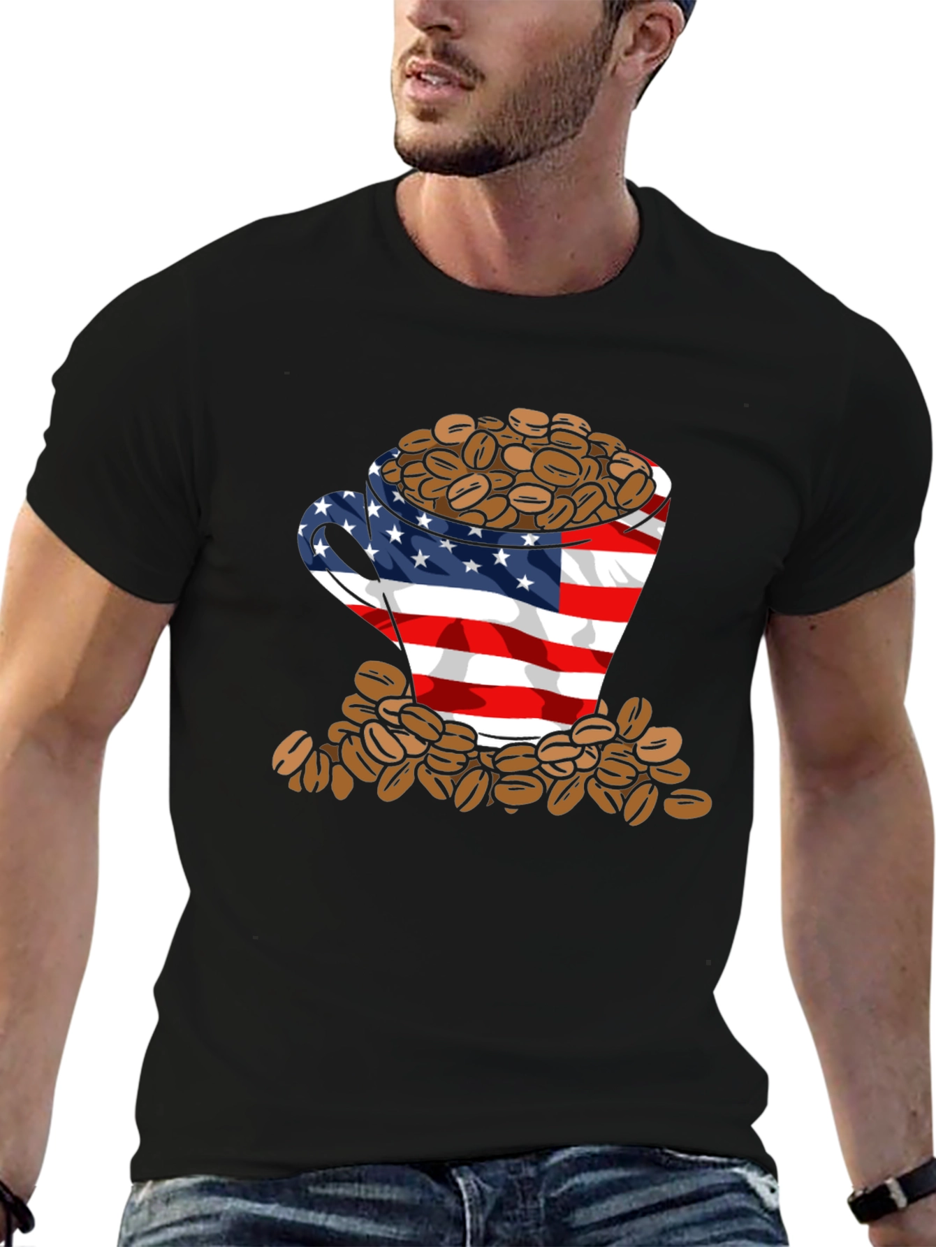 American Flag Coffee Bean T-Shirt