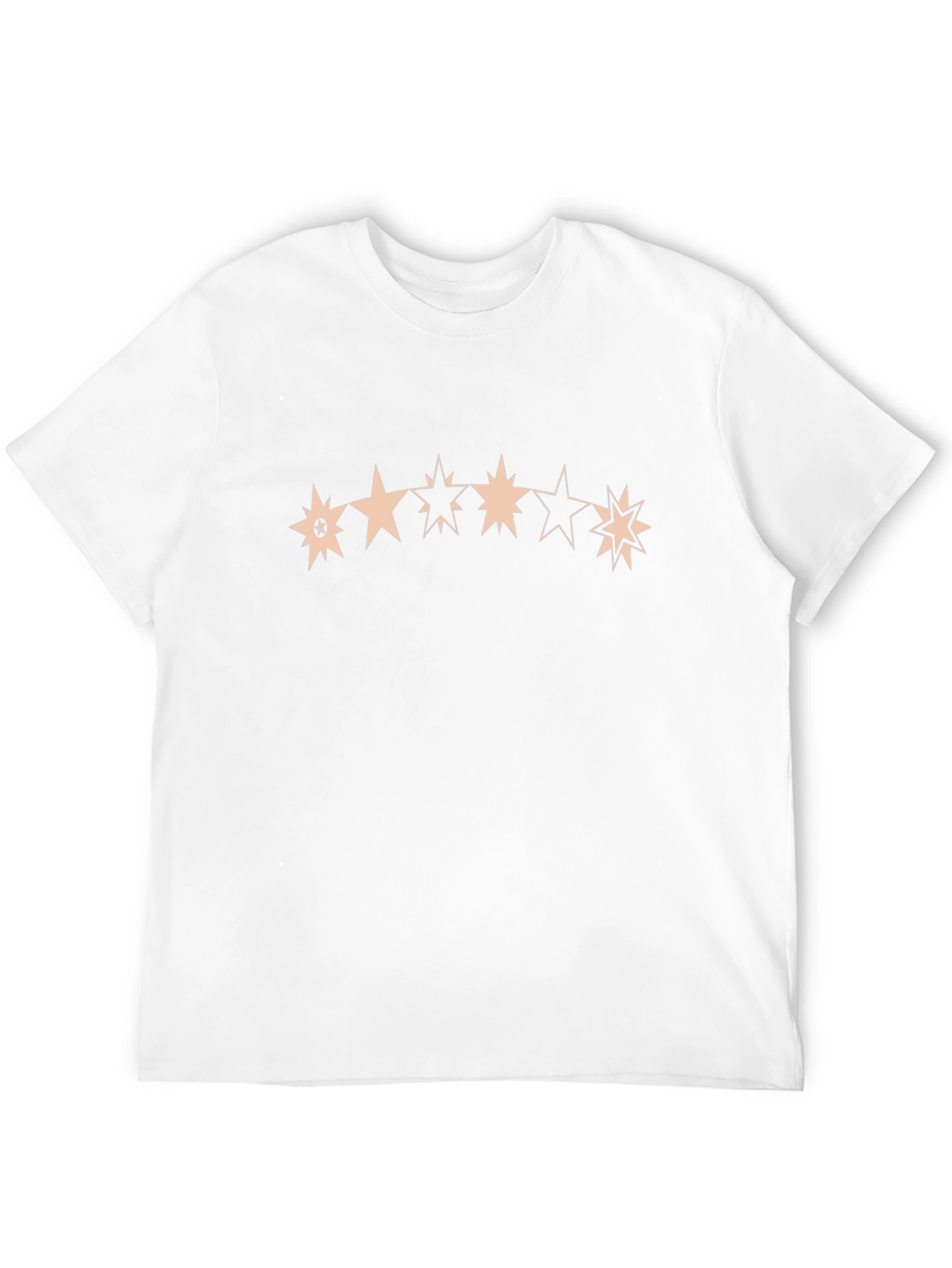 Star Pattern Crew Neck T-Shirt - Black