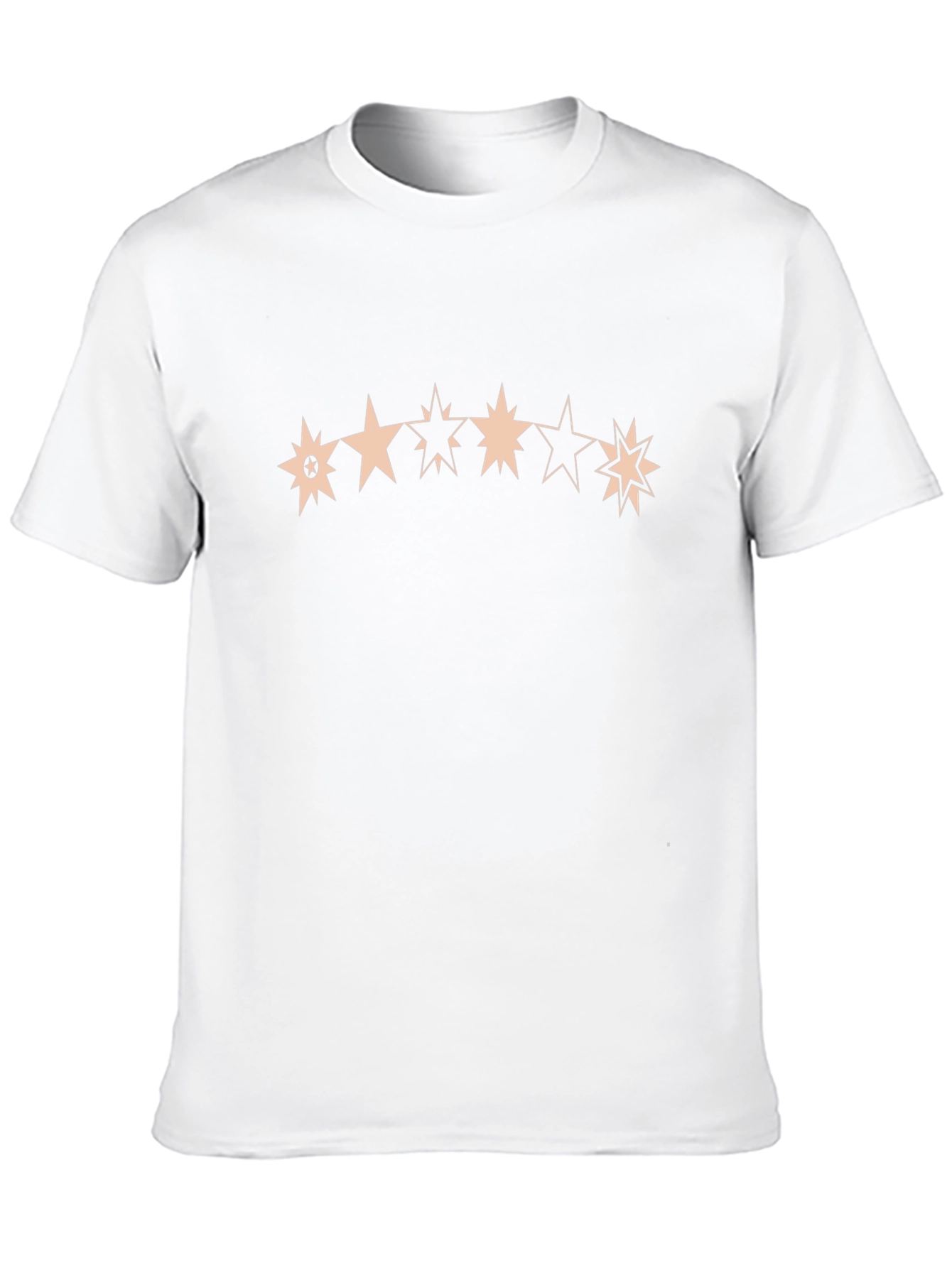 Star Pattern Crew Neck T-Shirt - Black
