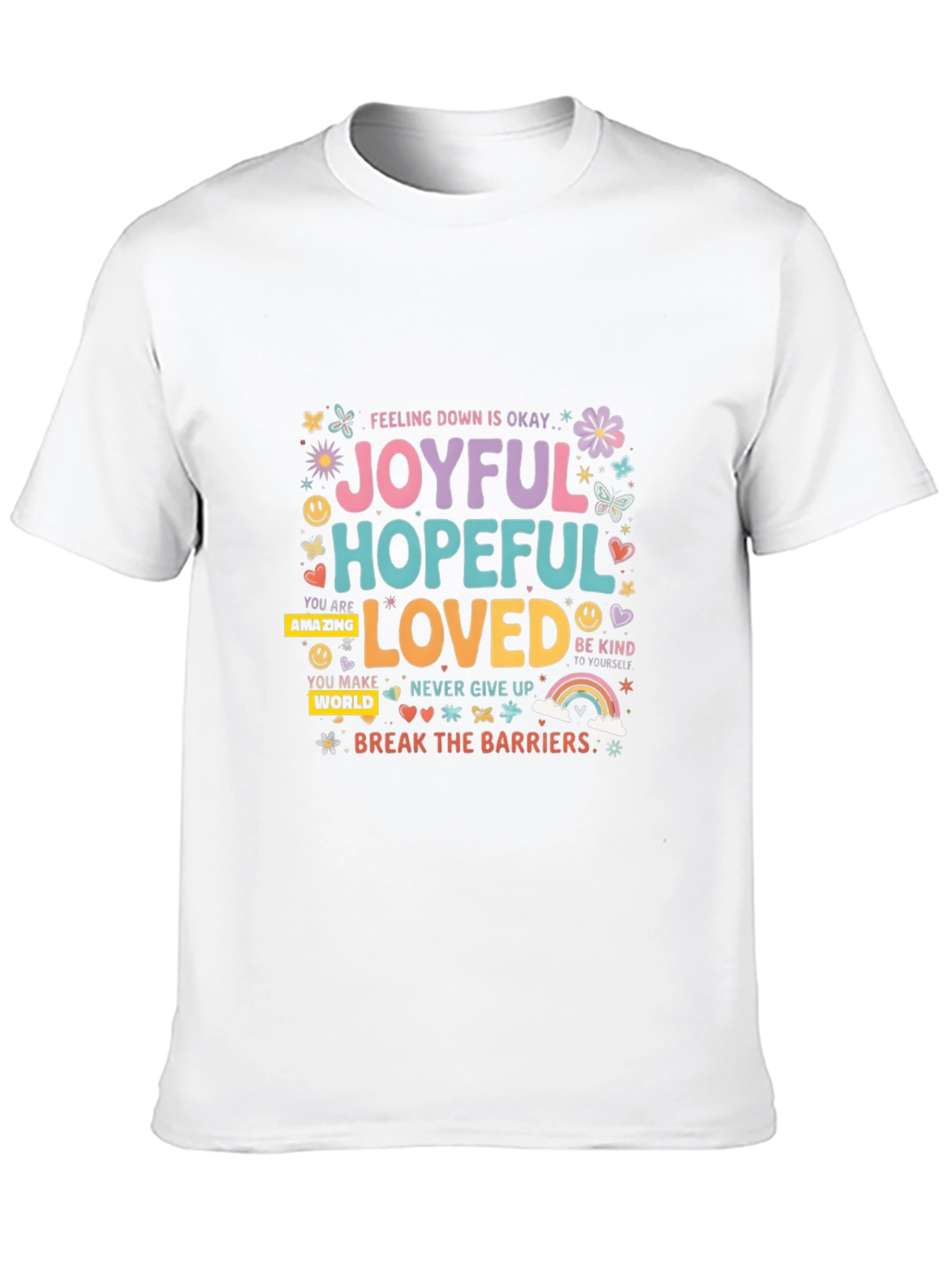 Joyful Hopeful Loved Graphic Tee - Positive Vibes