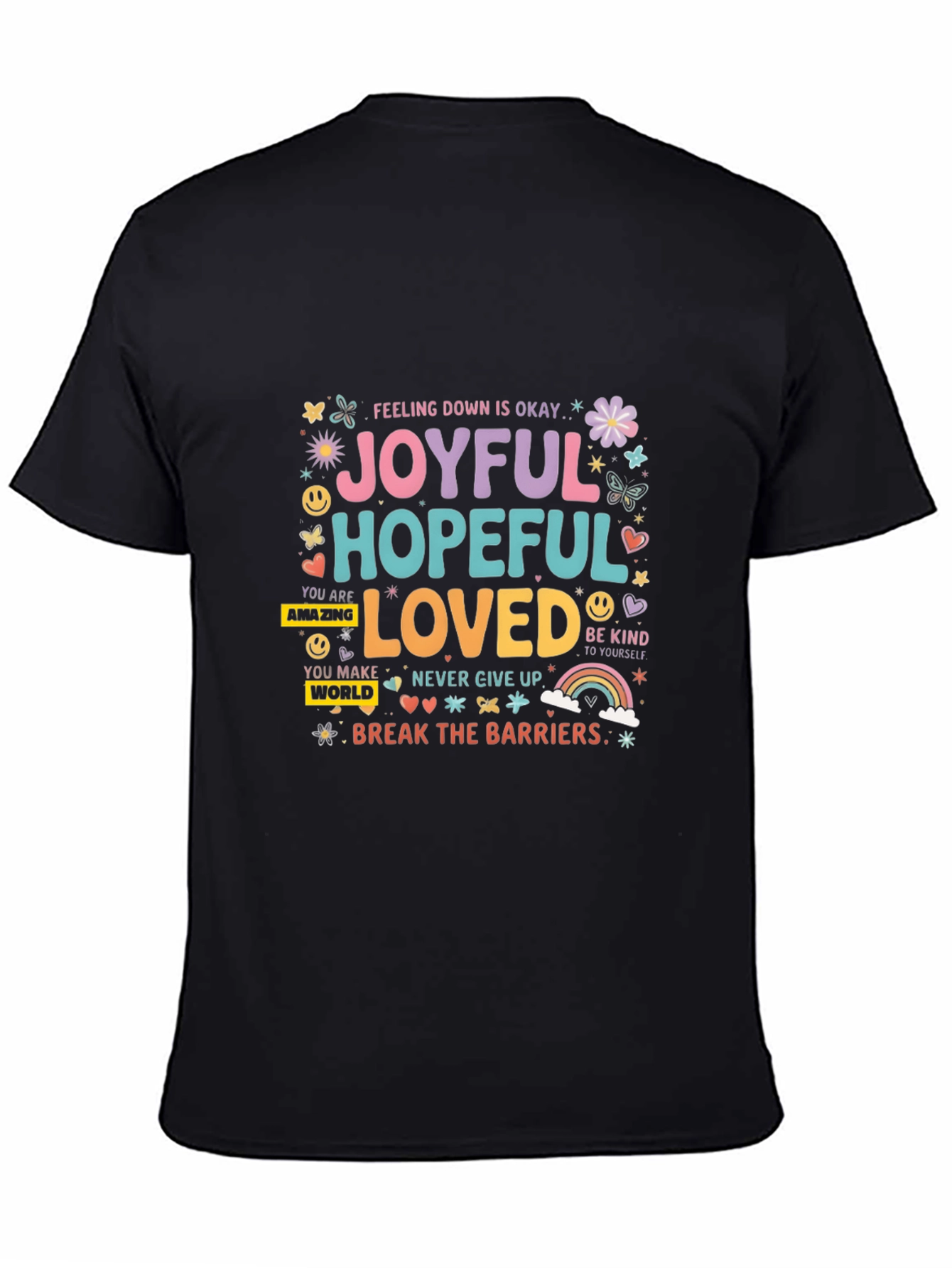 Joyful Hopeful Loved Graphic Tee - Positive Vibes
