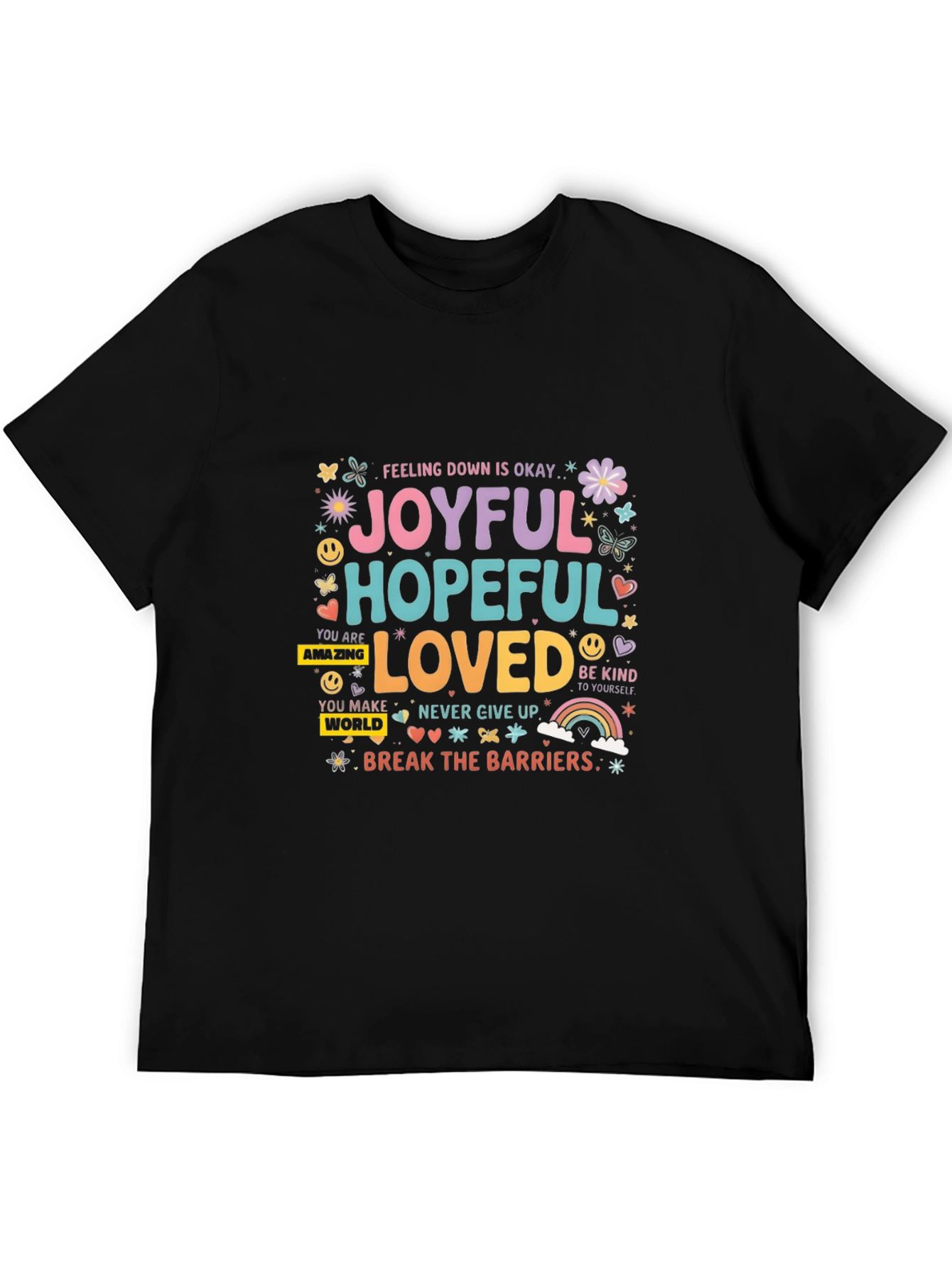 Joyful Hopeful Loved Graphic Tee - Positive Vibes