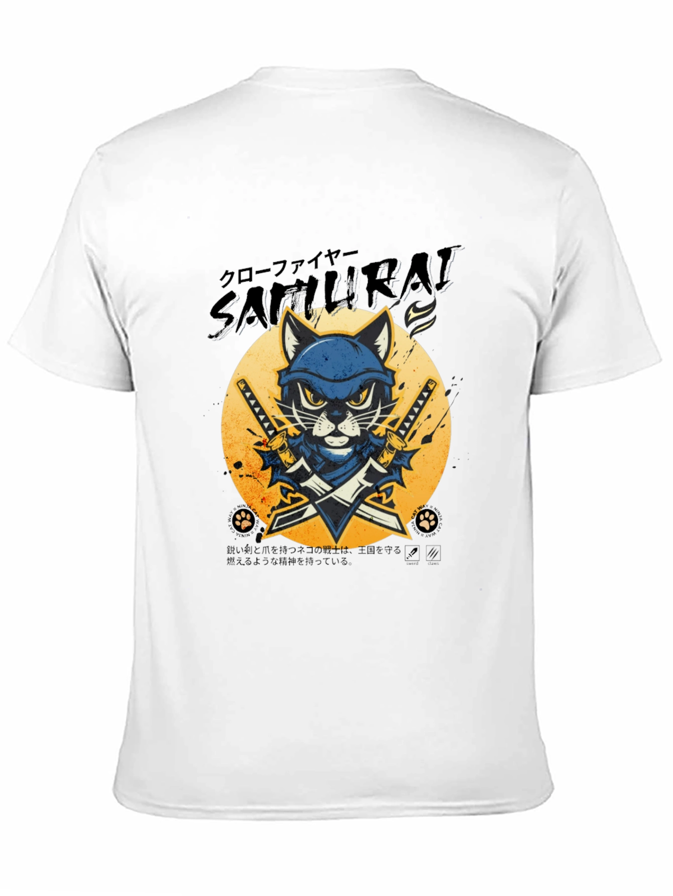 Samurai Cat Graphic Tee - Unique Style!