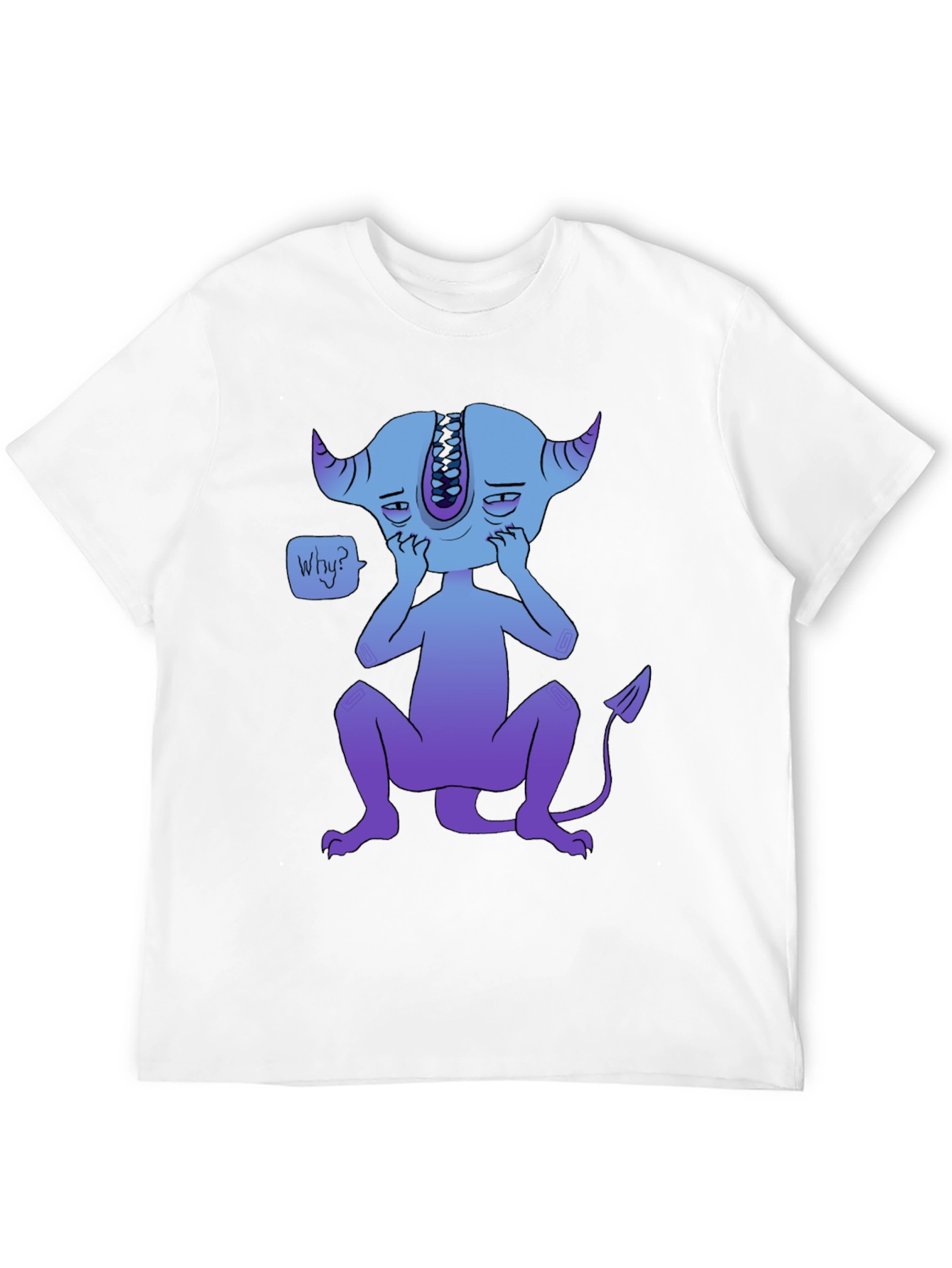 Sad Blue Demon Graphic T-Shirt - Unique Design