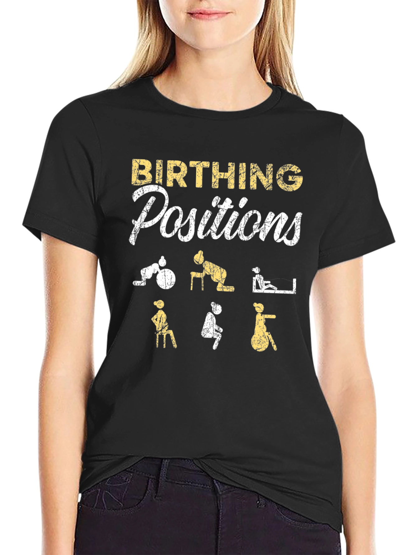 Birthing Positions Graphic Tee | Black Unisex T-Shirt