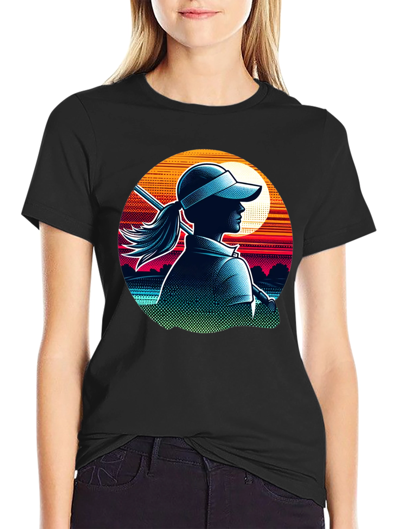 Golf Girl T-Shirt: Sunset Silhouette