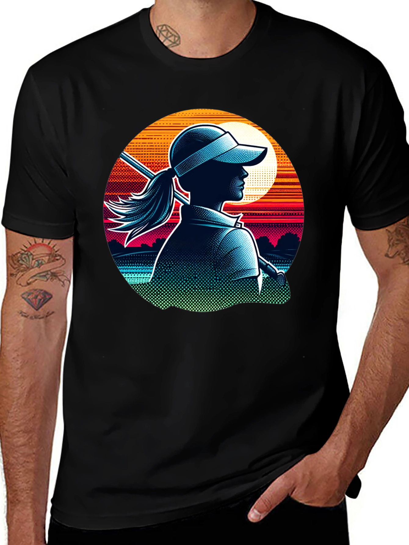 Golf Girl T-Shirt: Sunset Silhouette