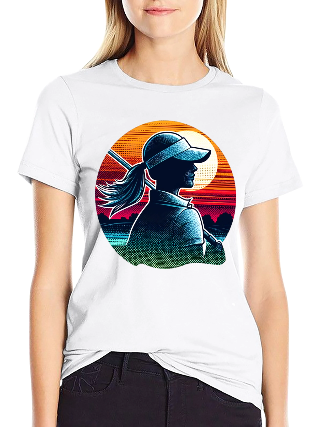 Golf Girl T-Shirt: Sunset Silhouette