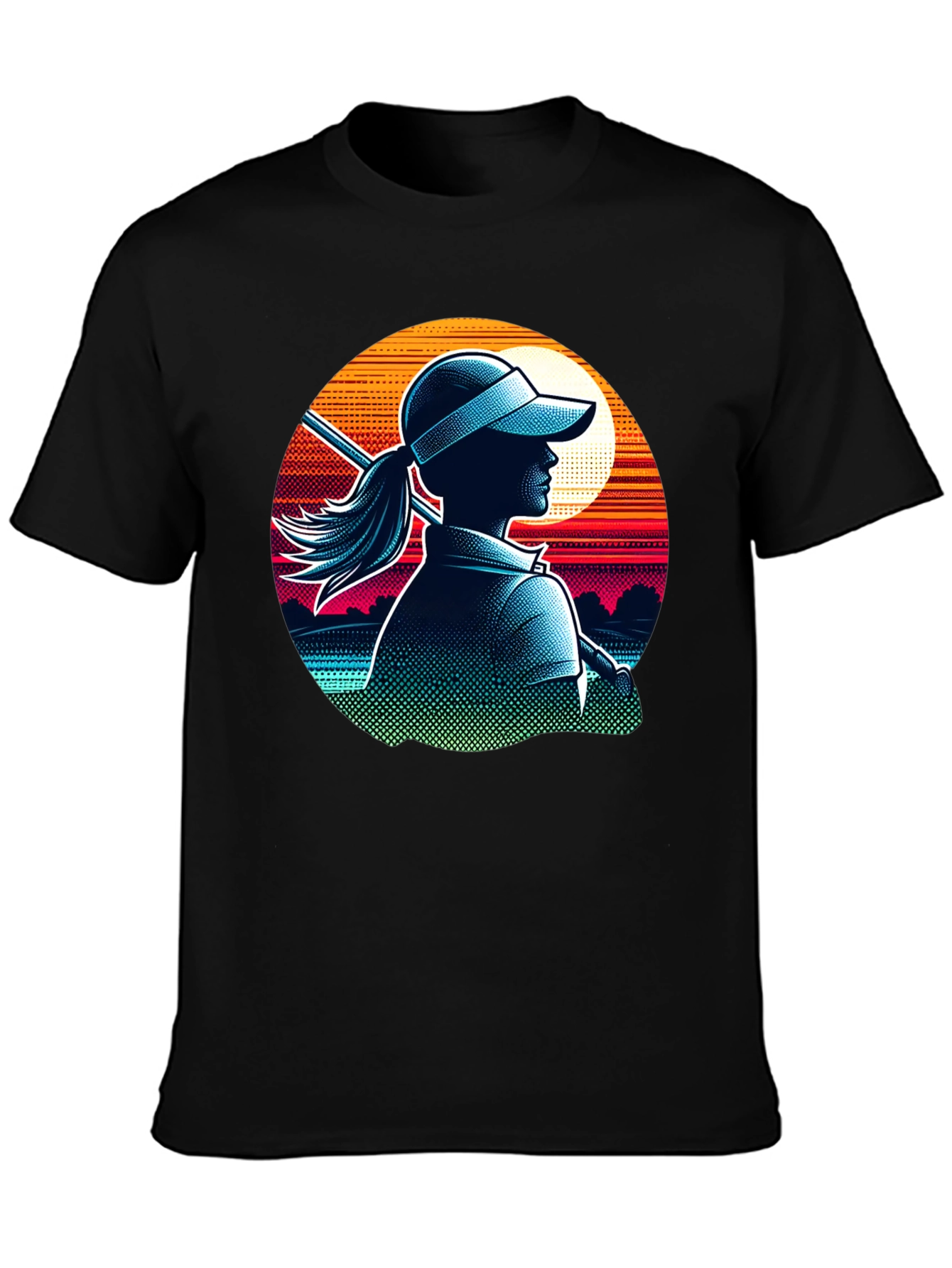 Golf Girl T-Shirt: Sunset Silhouette