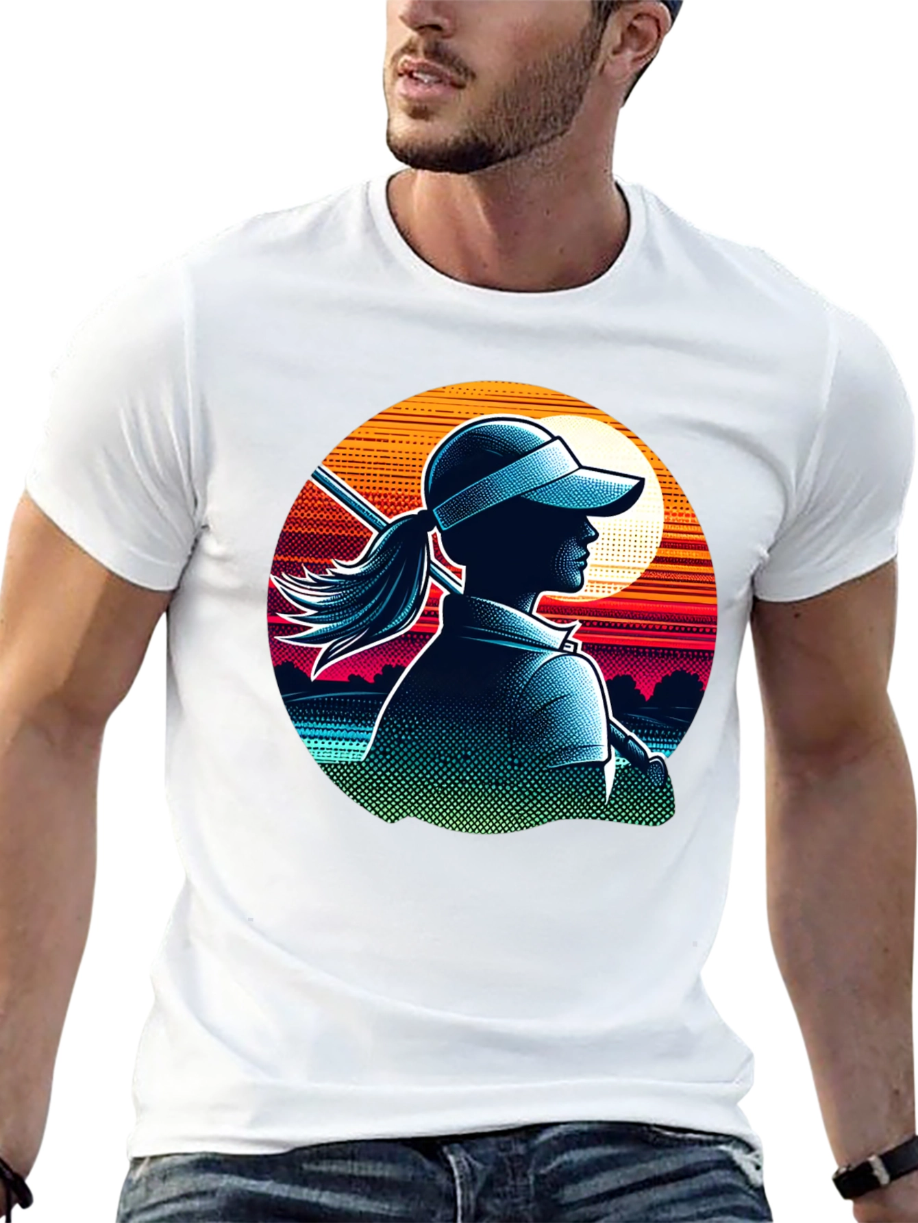 Golf Girl T-Shirt: Sunset Silhouette